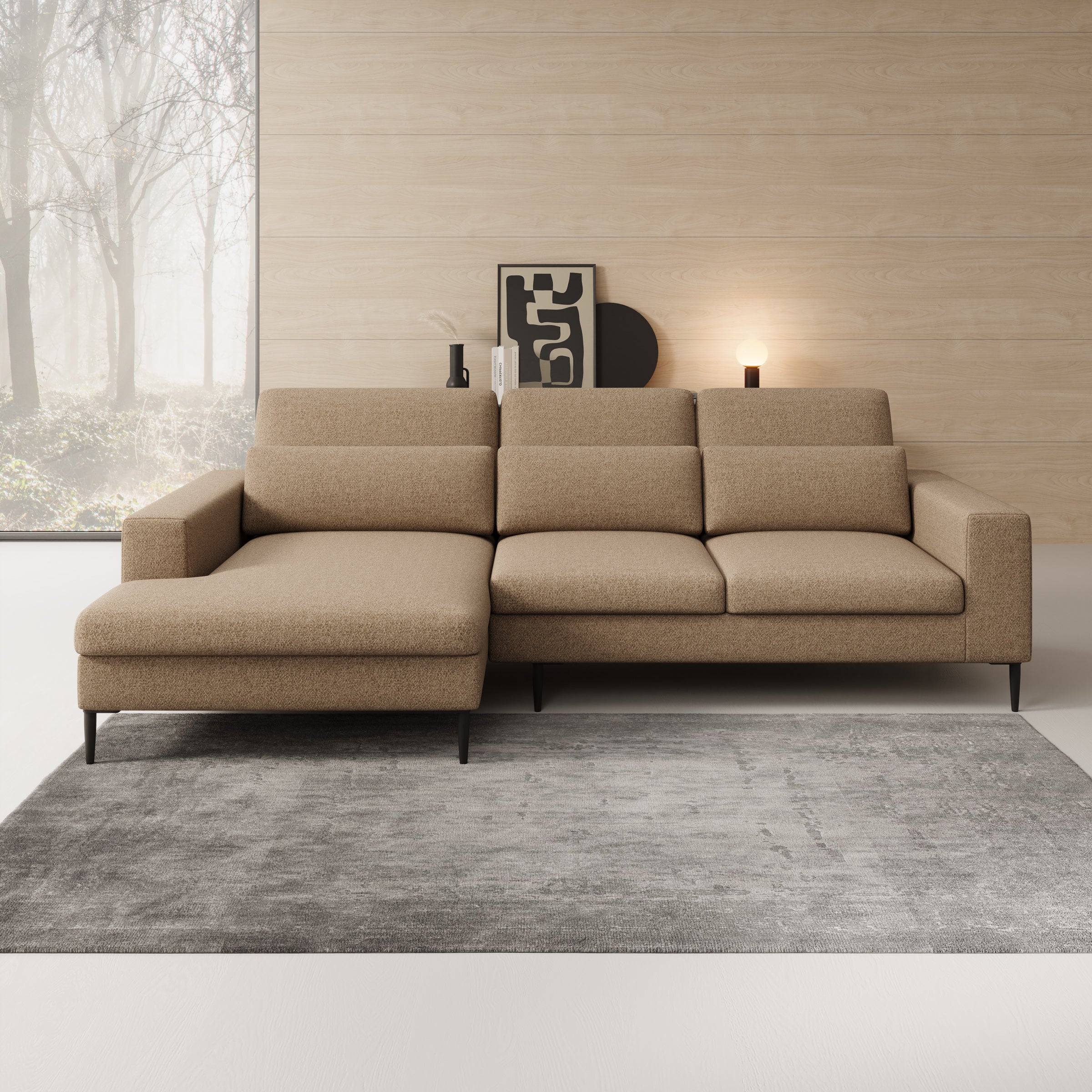 Rosano - Hoekbank 3-zits met chaise longue - Stof beige - Links - Image 2