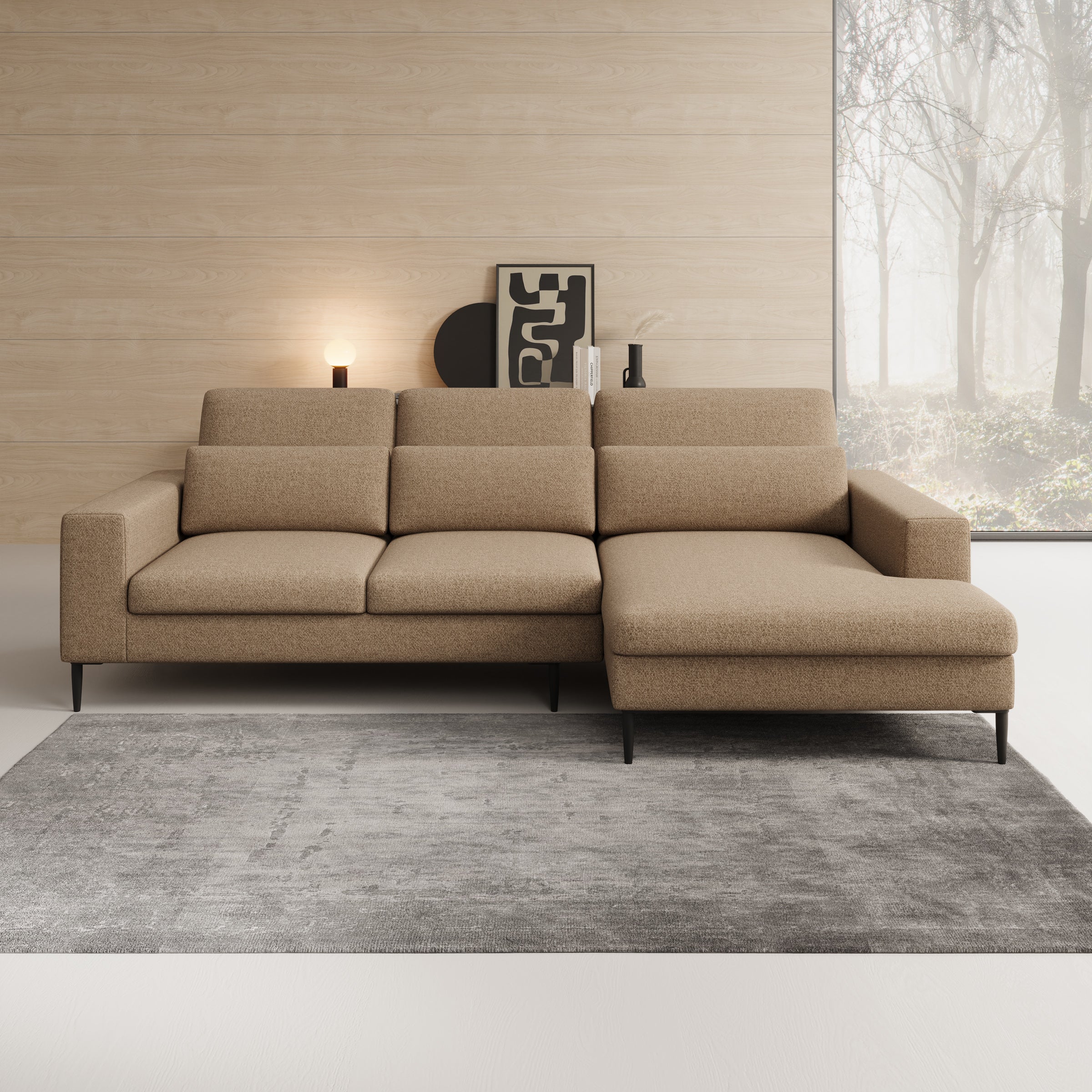Rosano - Hoekbank 3-zits met chaise longue - Stof beige - Rechts - Image 2