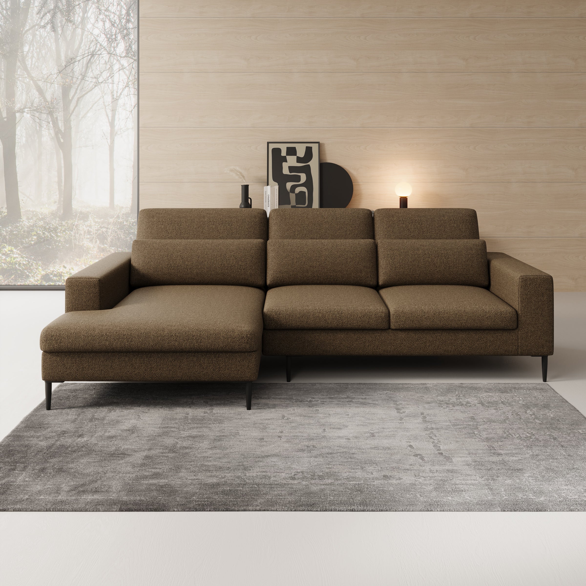 Rosano - Hoekbank 3-zits met chaise longue - Stof bruin - Links - Image 2