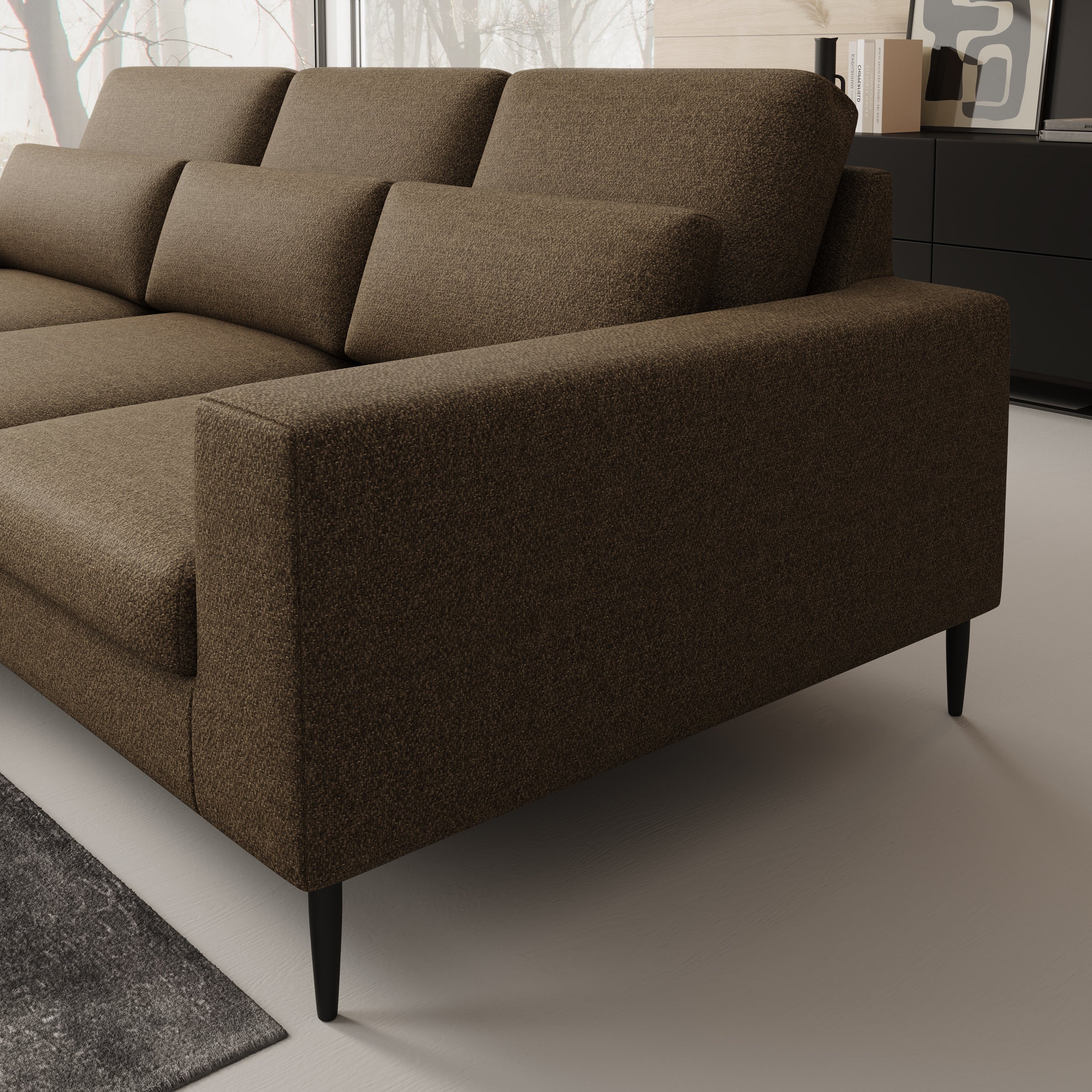 Rosano - Hoekbank 3-zits met chaise longue - Stof bruin - Links - Image 3