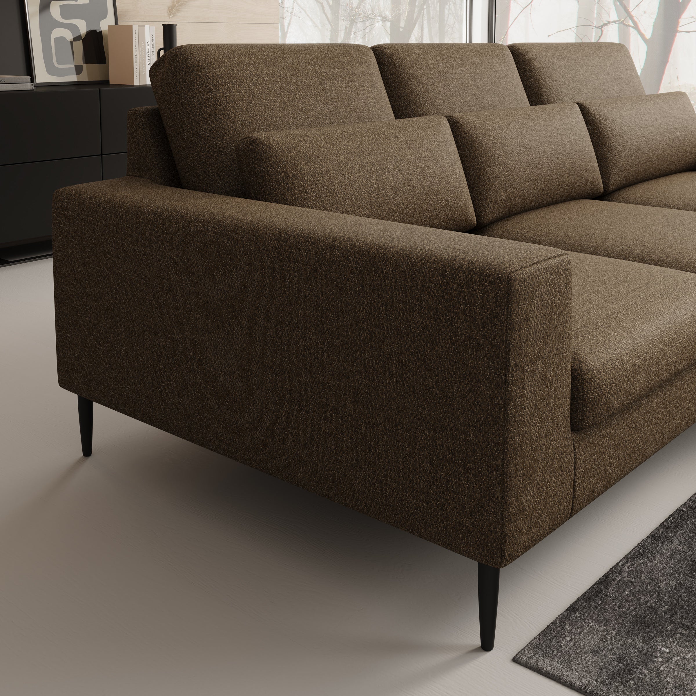 Rosano - Hoekbank 3-zits met chaise longue - Stof bruin - Rechts - Image 3