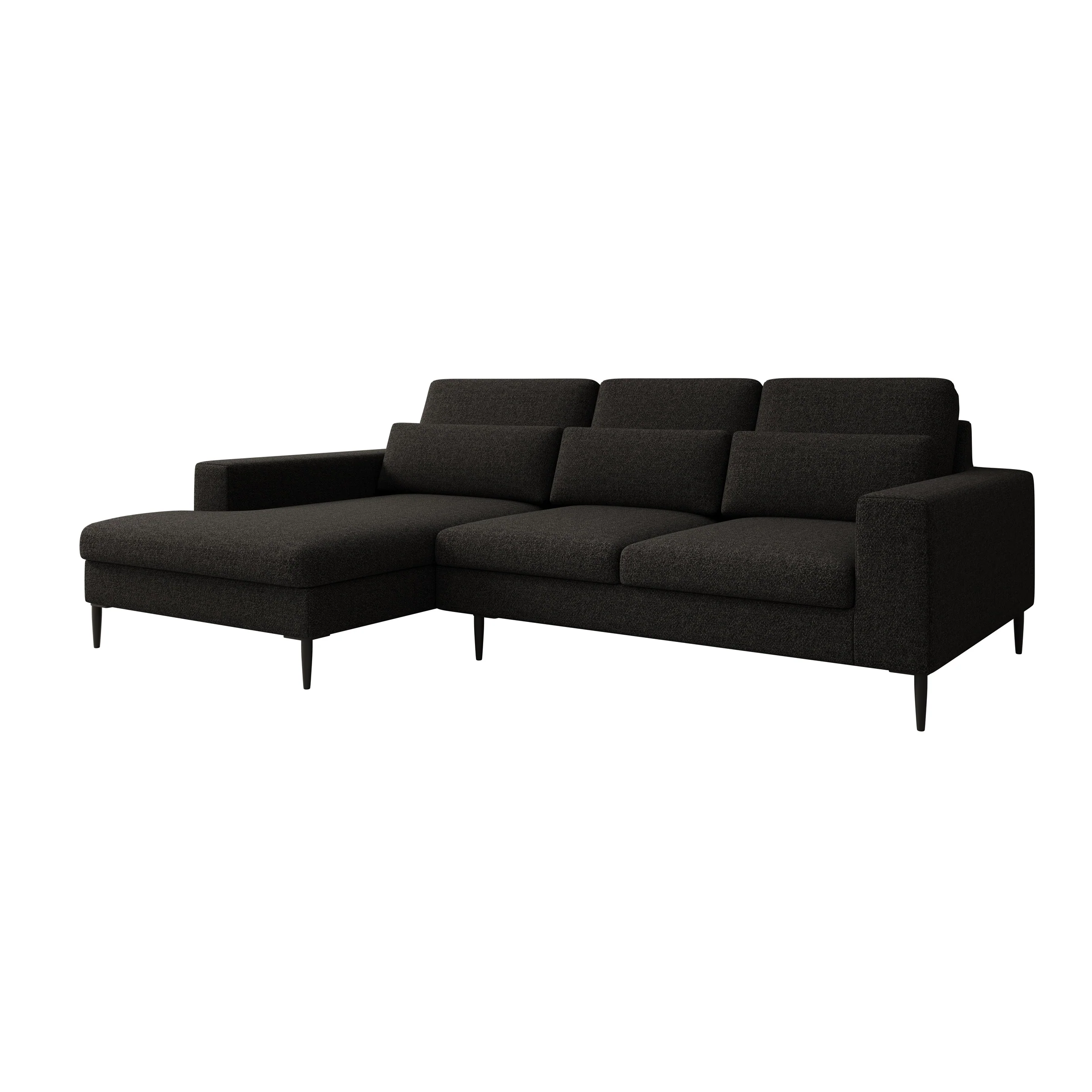 Rosano - Hoekbank 3-zits met chaise longue - Stof zwart - Links - Image 5