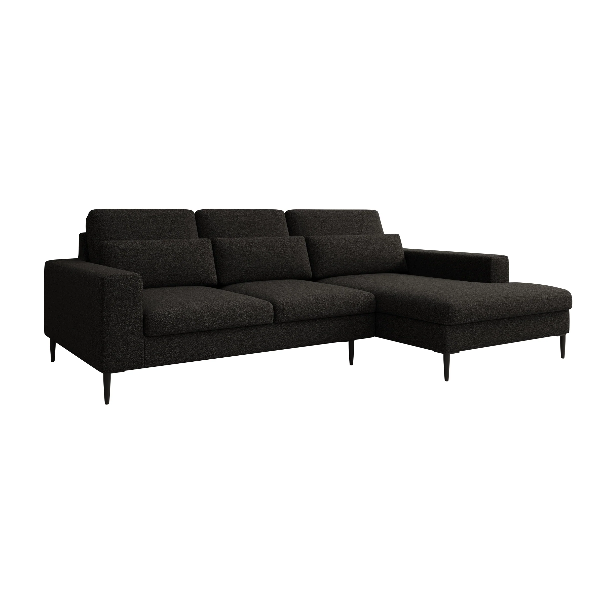Rosano - Hoekbank 3-zits met chaise longue - Stof zwart - Rechts - Image 5