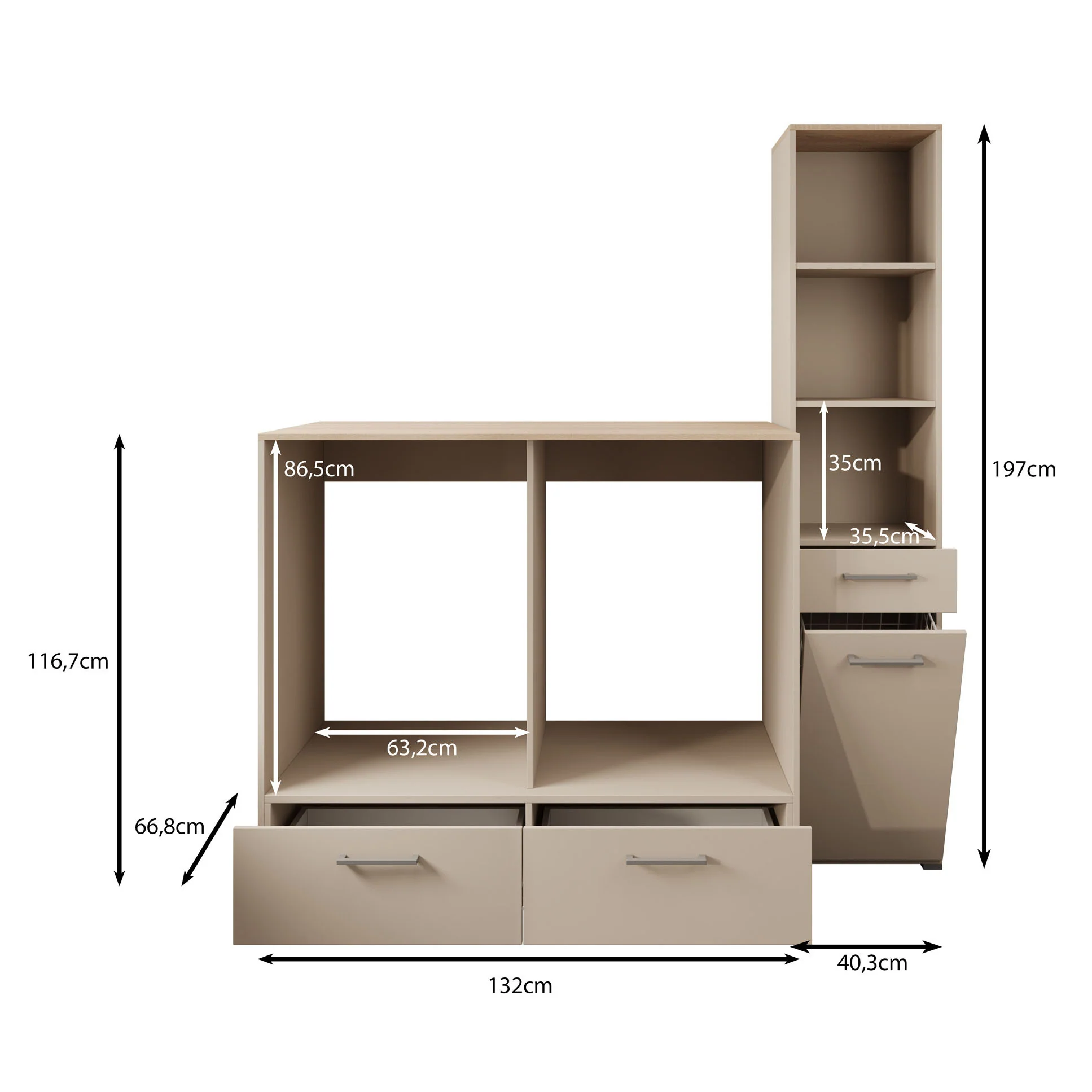Rowley 2 - Wasmachinekast - Beige - Image 5