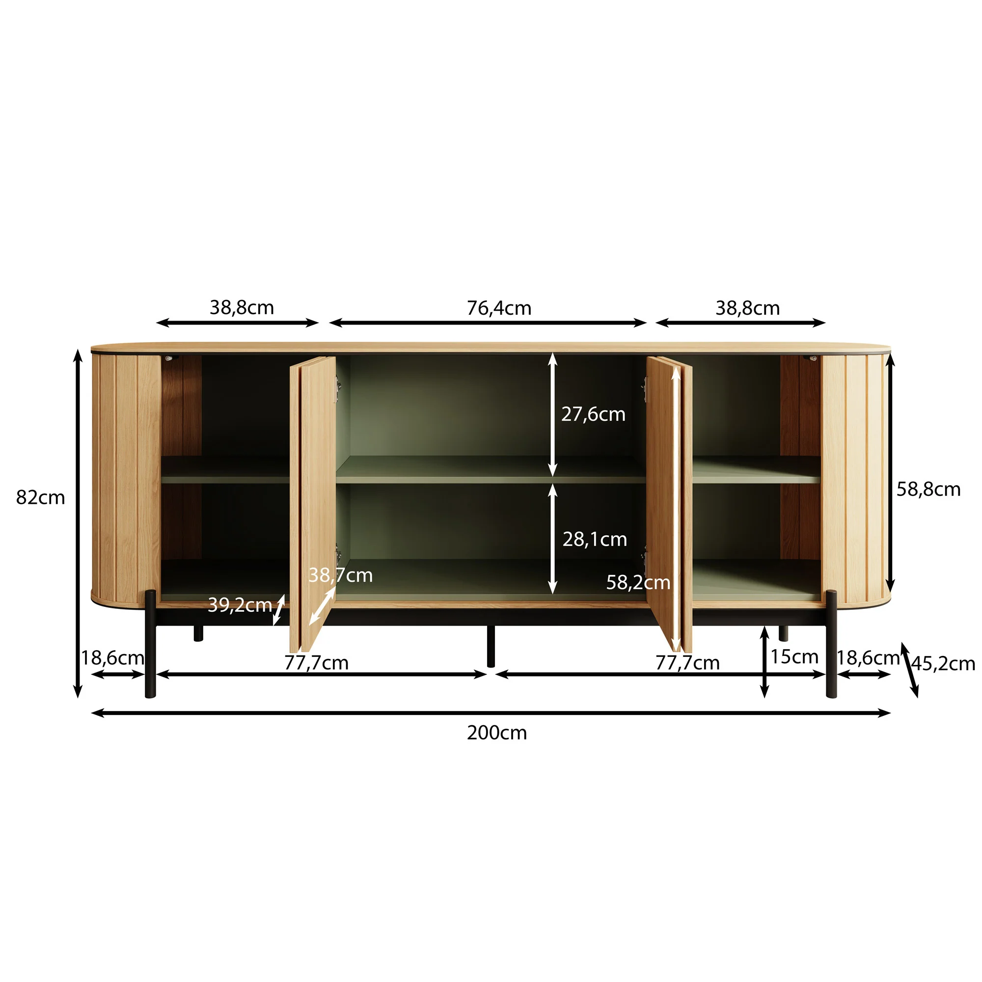 Royale - Dressoir - Eiken - 200x45x82 cm - Image 5