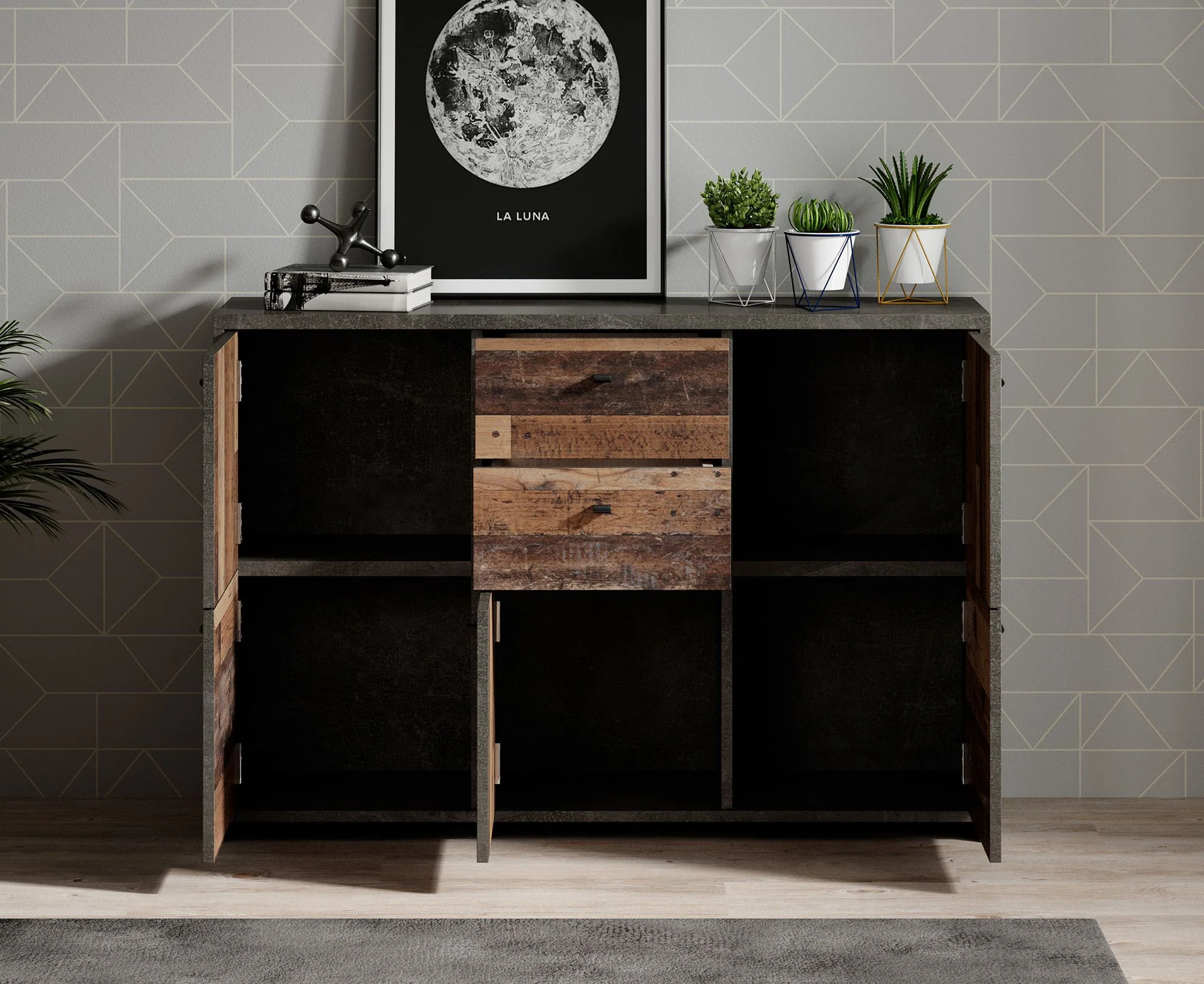 Sahara 4 - Dressoir - Old wood/grijs - 114x30x77 cm - Image 3