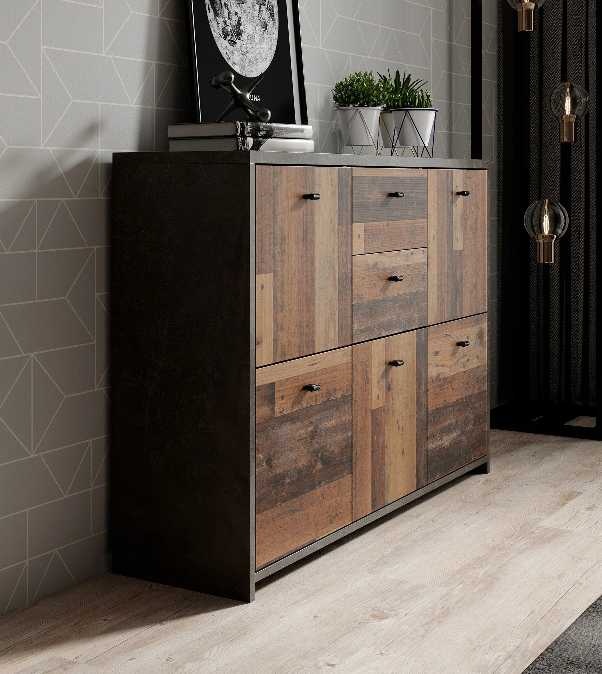 Sahara 4 - Dressoir - Old wood/grijs - 114x30x77 cm - Image 4