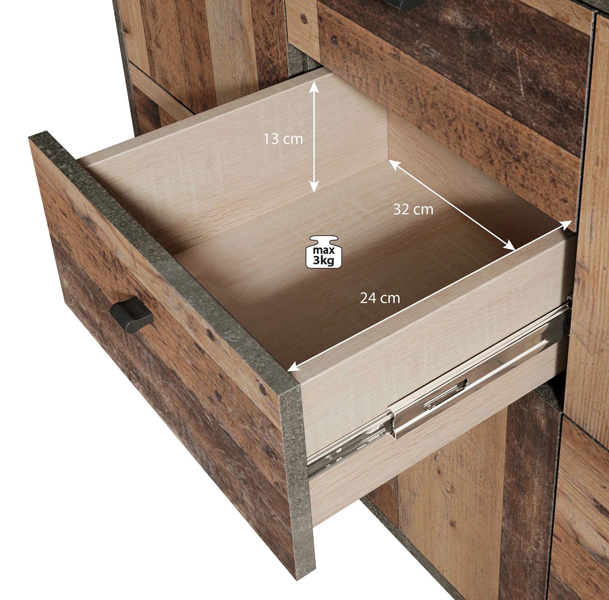 Sahara 4 - Dressoir - Old wood/grijs - 114x30x77 cm - Image 7