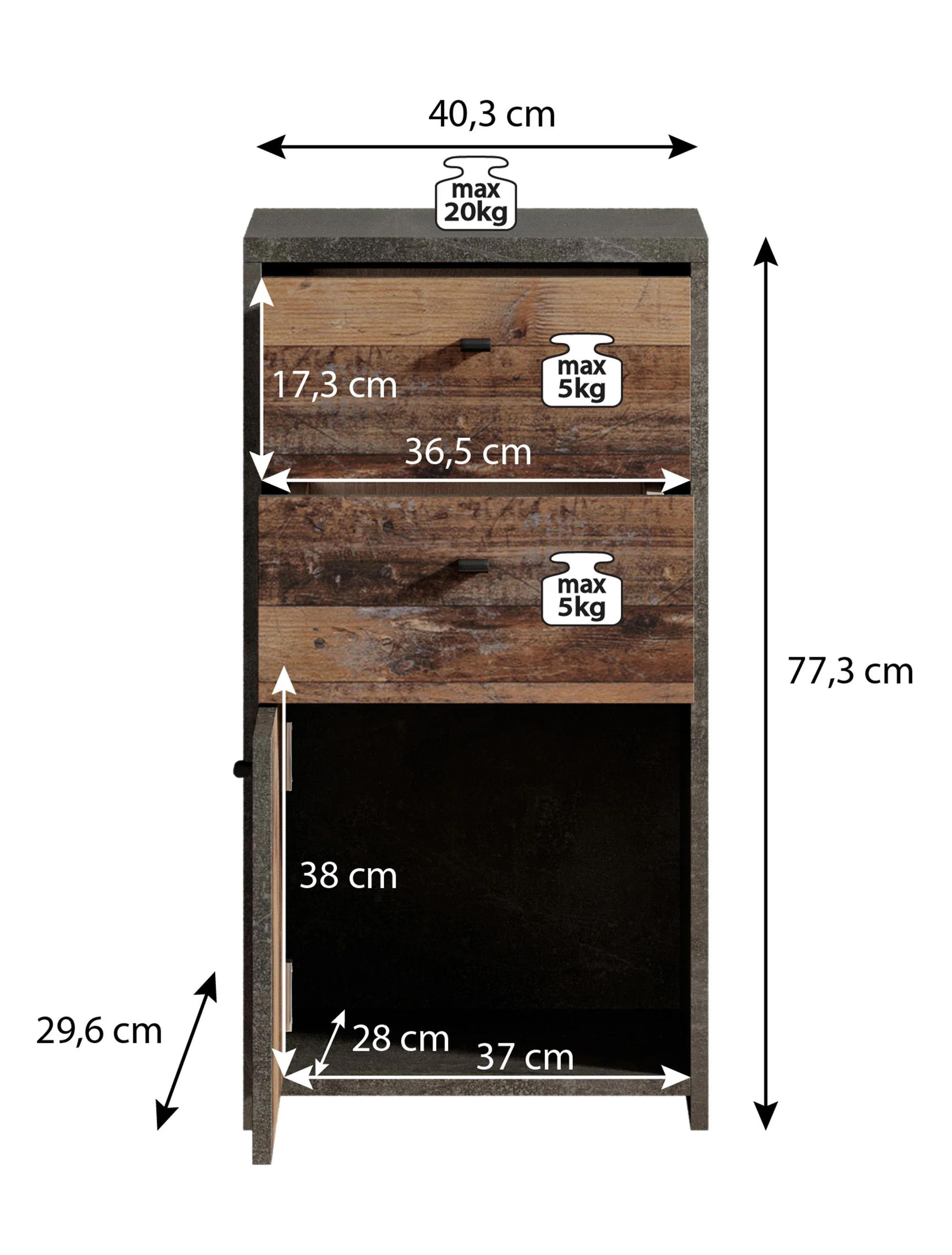 Sahara - Dressoir - Old wood/grijs - 40x30x77 cm - Image 6