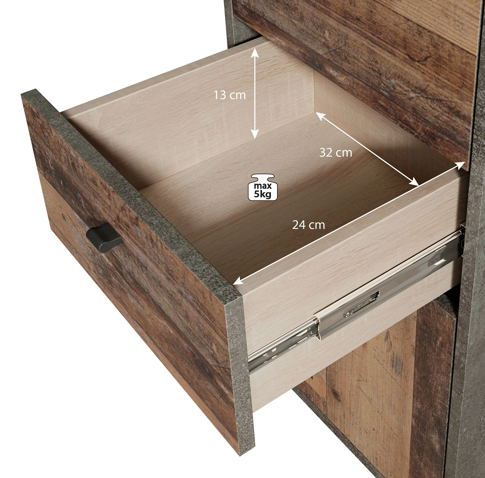 Sahara - Dressoir - Old wood/grijs - 40x30x77 cm - Image 7