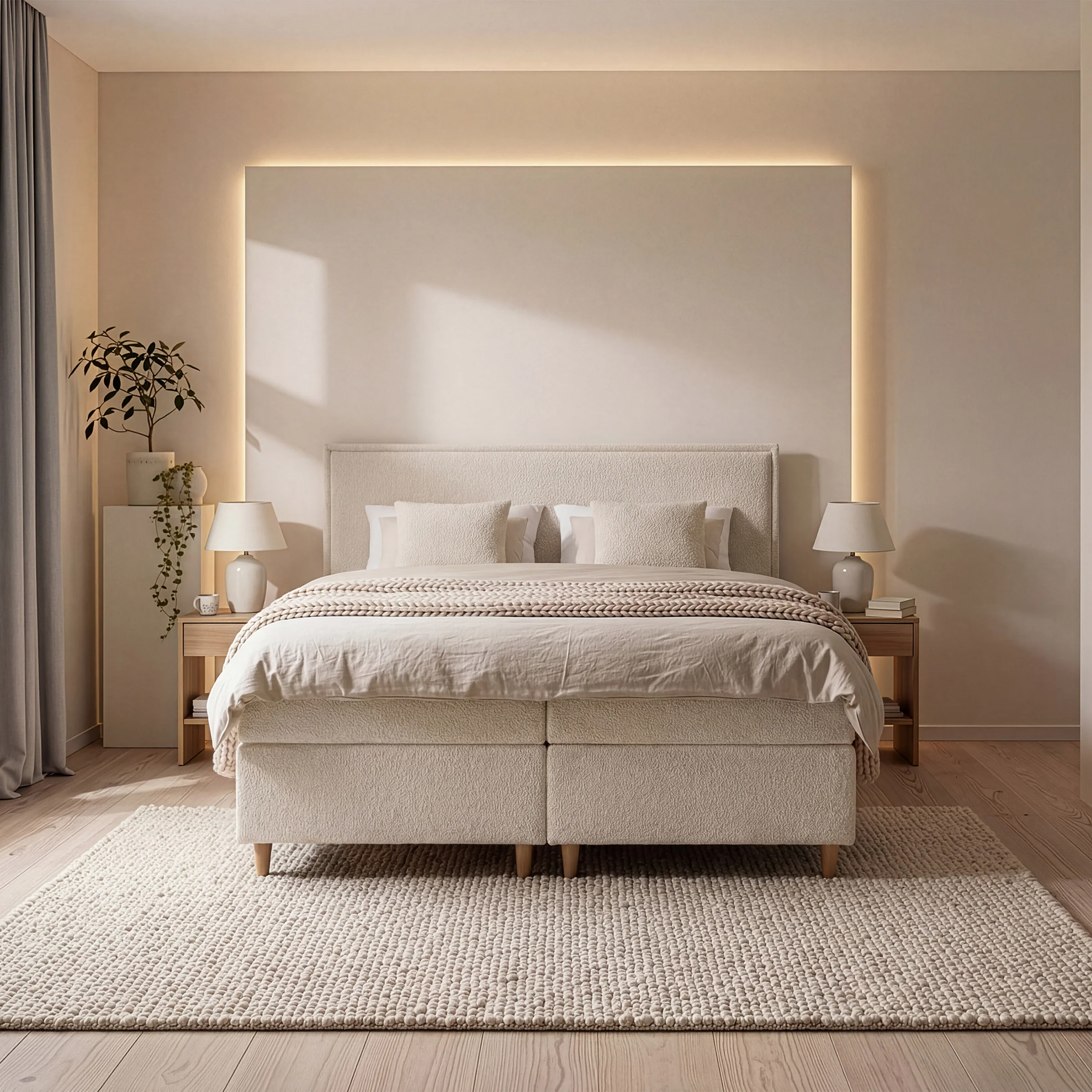 Saku - Boxspring met opbergruimte - Stof beige - 140x200 cm - Image 3
