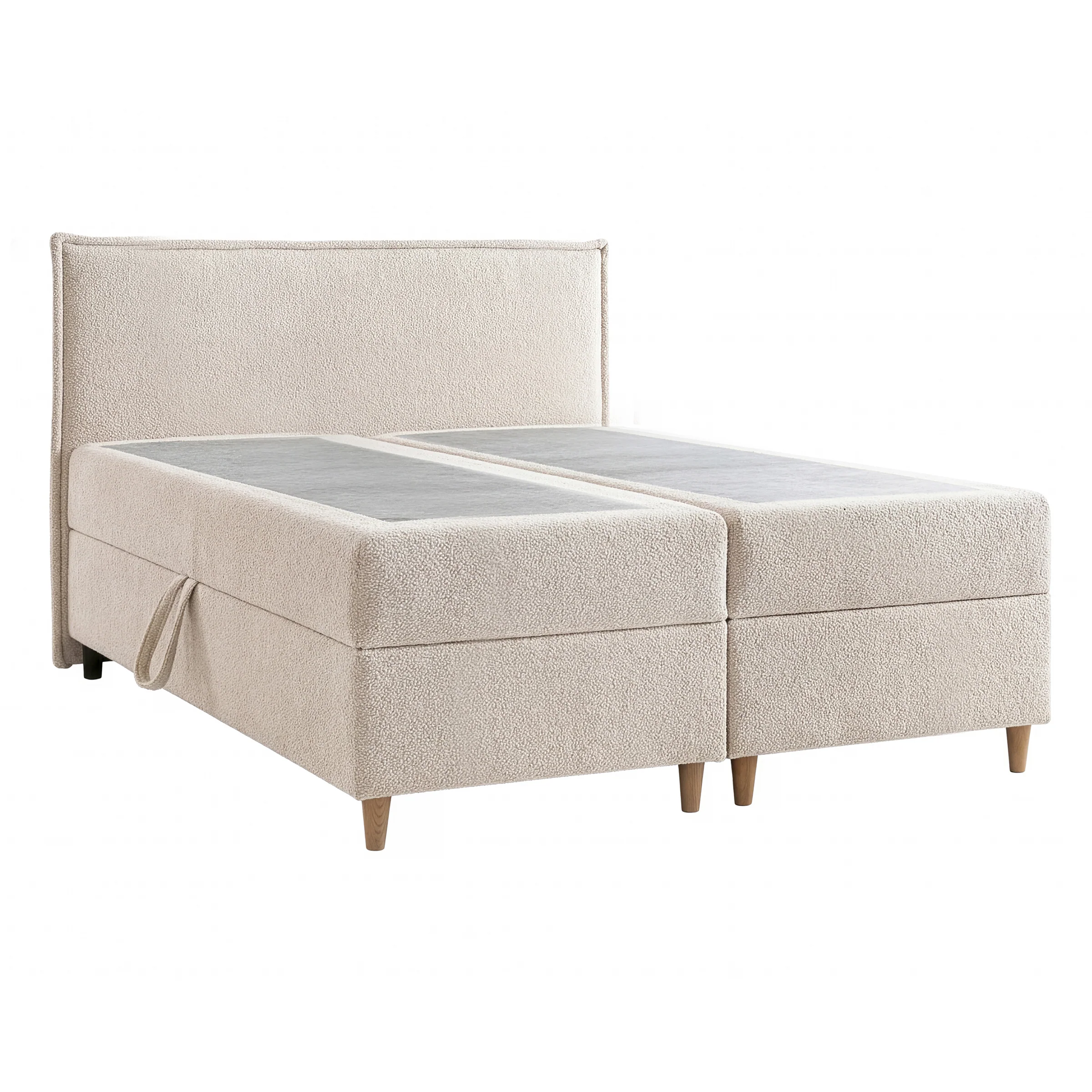 Saku - Boxspring met opbergruimte - Stof beige - 140x200 cm - Image 5