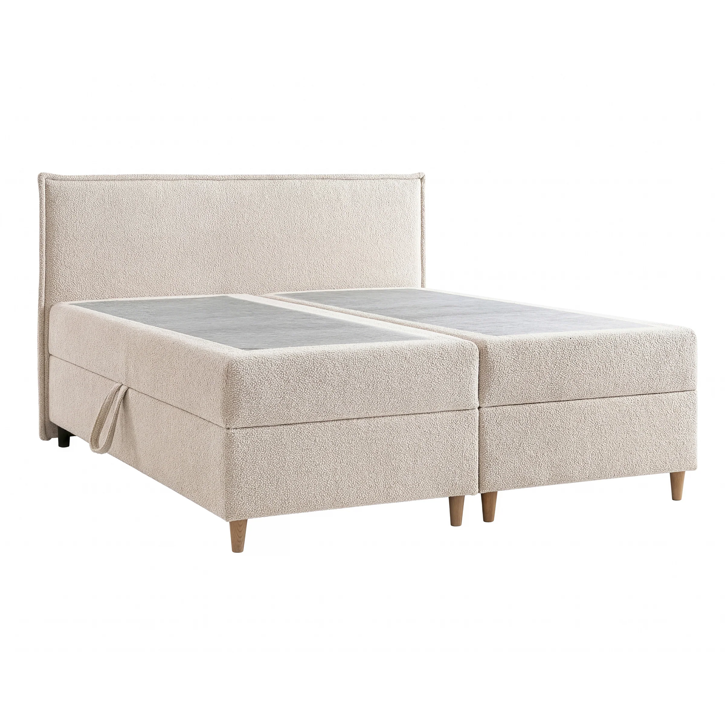 Saku - Boxspring met opbergruimte - Stof beige - 160x200 cm - Image 5