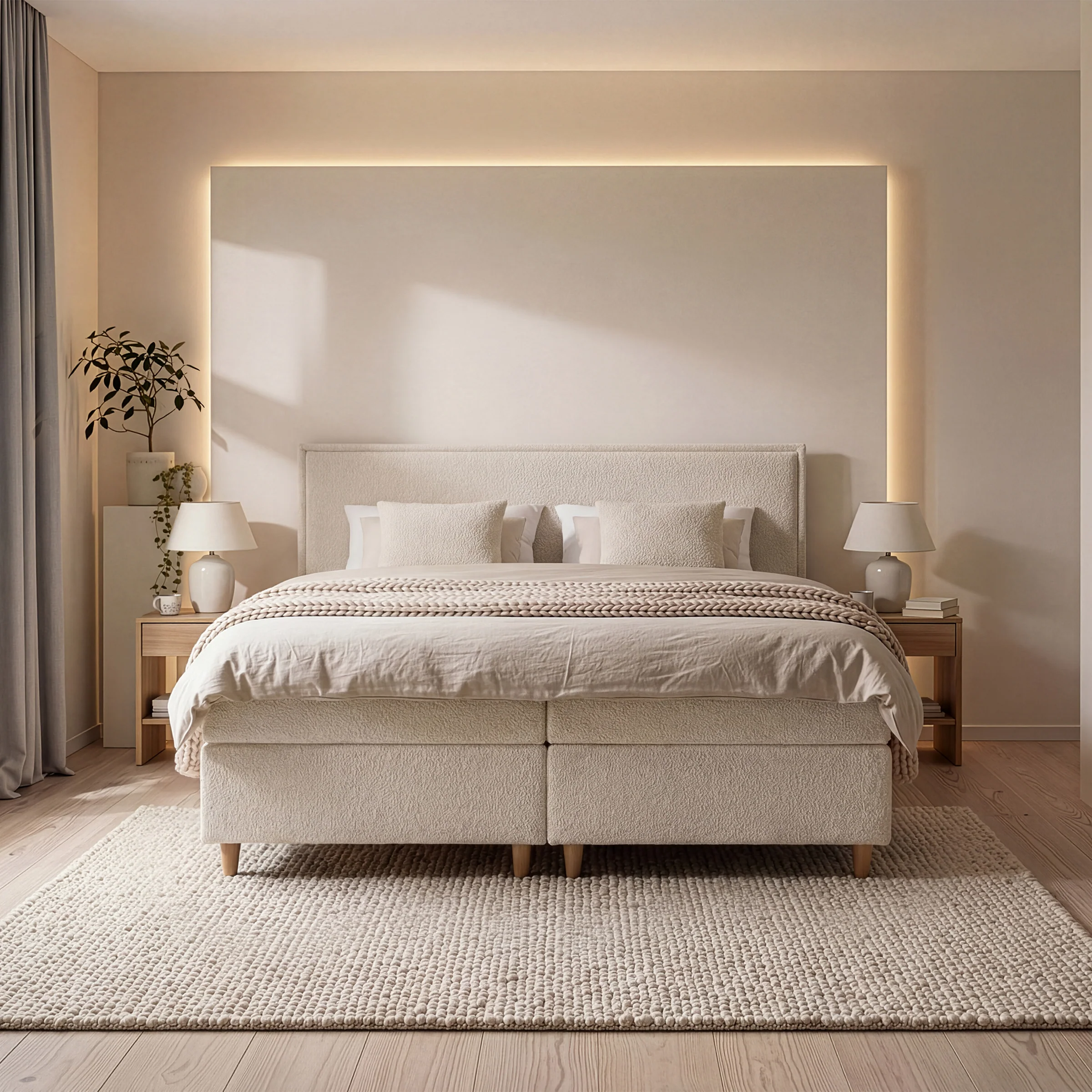 Saku - Boxspring met opbergruimte - Stof beige - 180x200 cm - Image 3