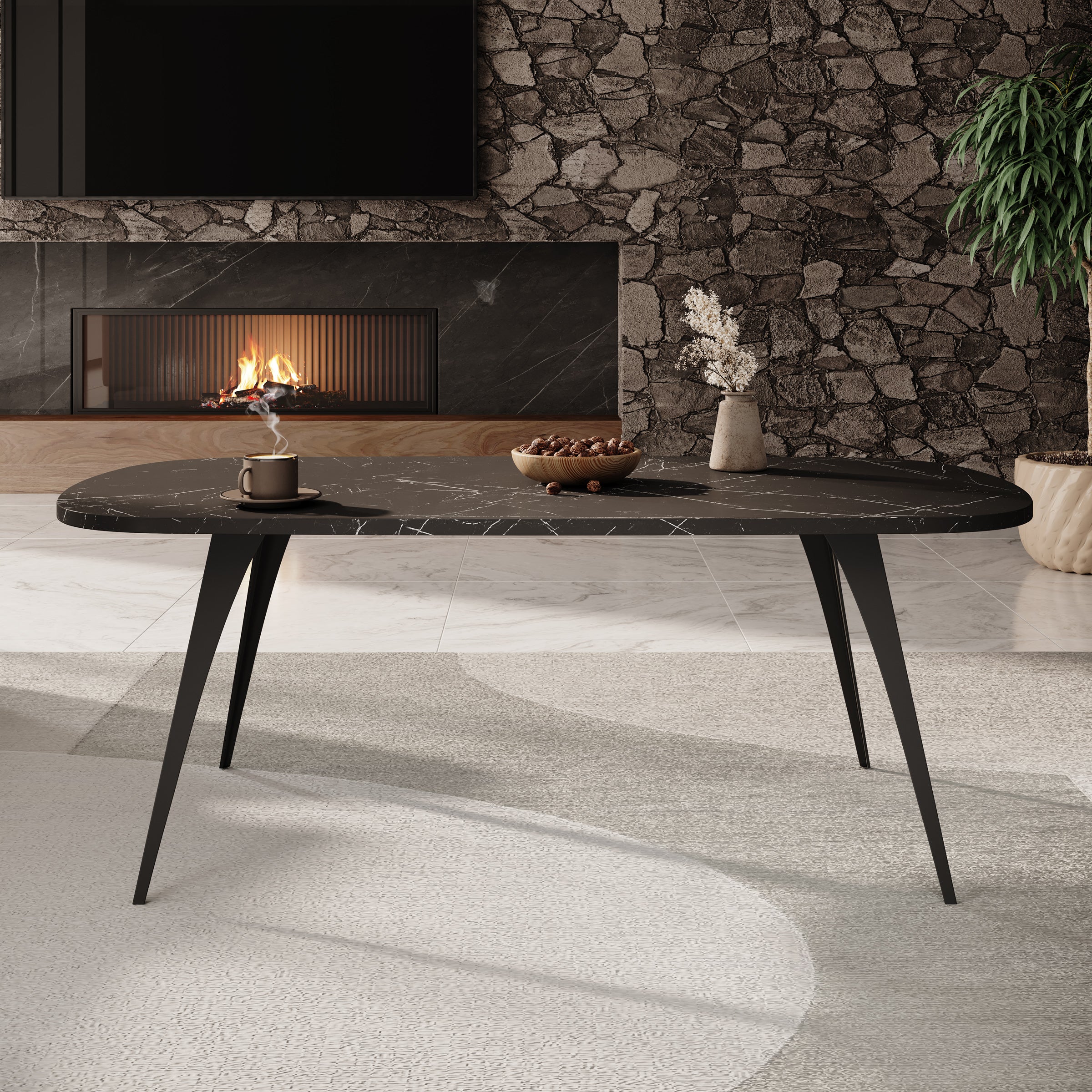 Flix - Salontafel - Zwart marmerlook - 120x60x45 cm - Image 2