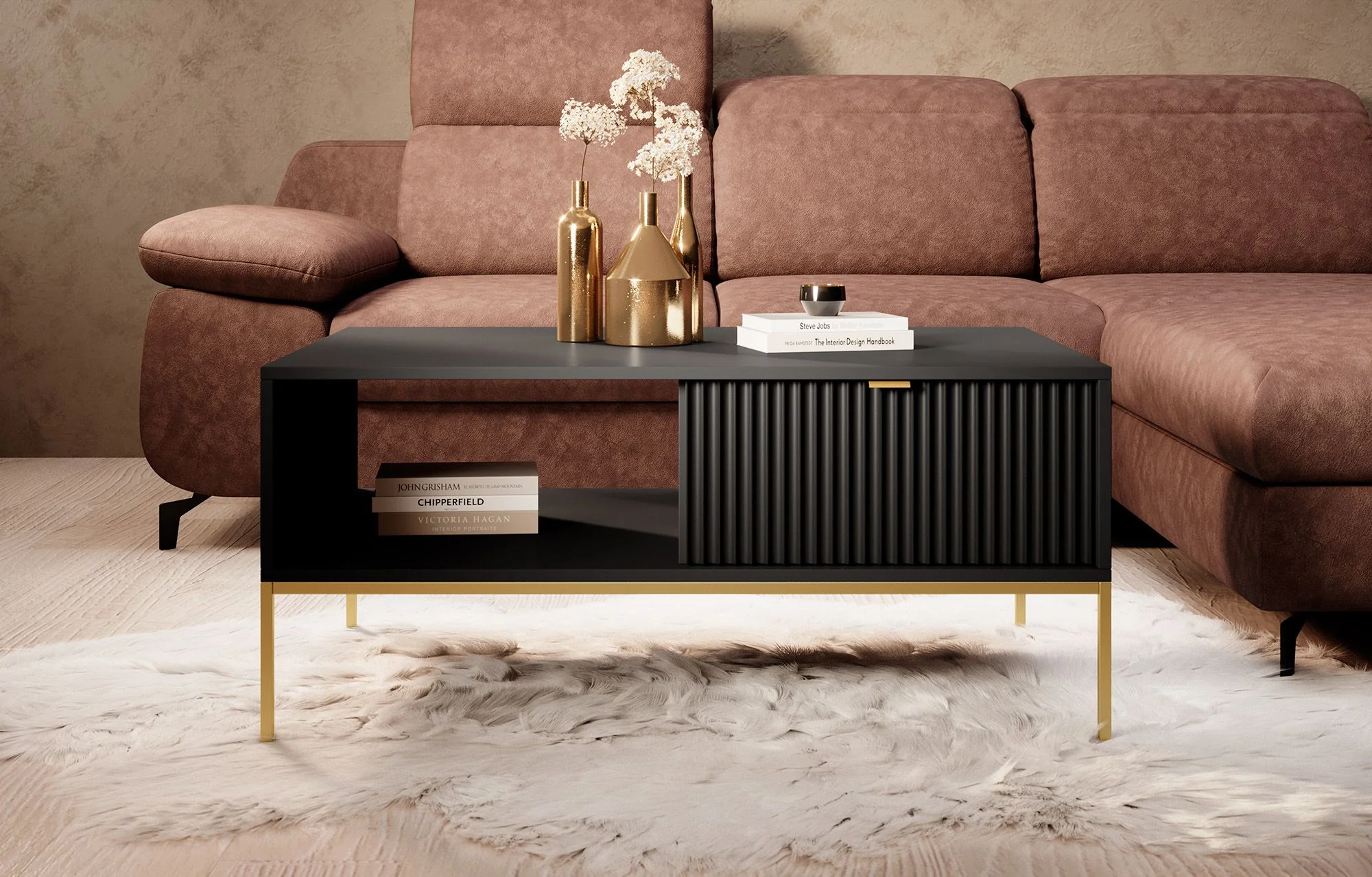Navil 2 - Salontafel met 2 lades - Zwart - 104x68x46 cm - Image 2