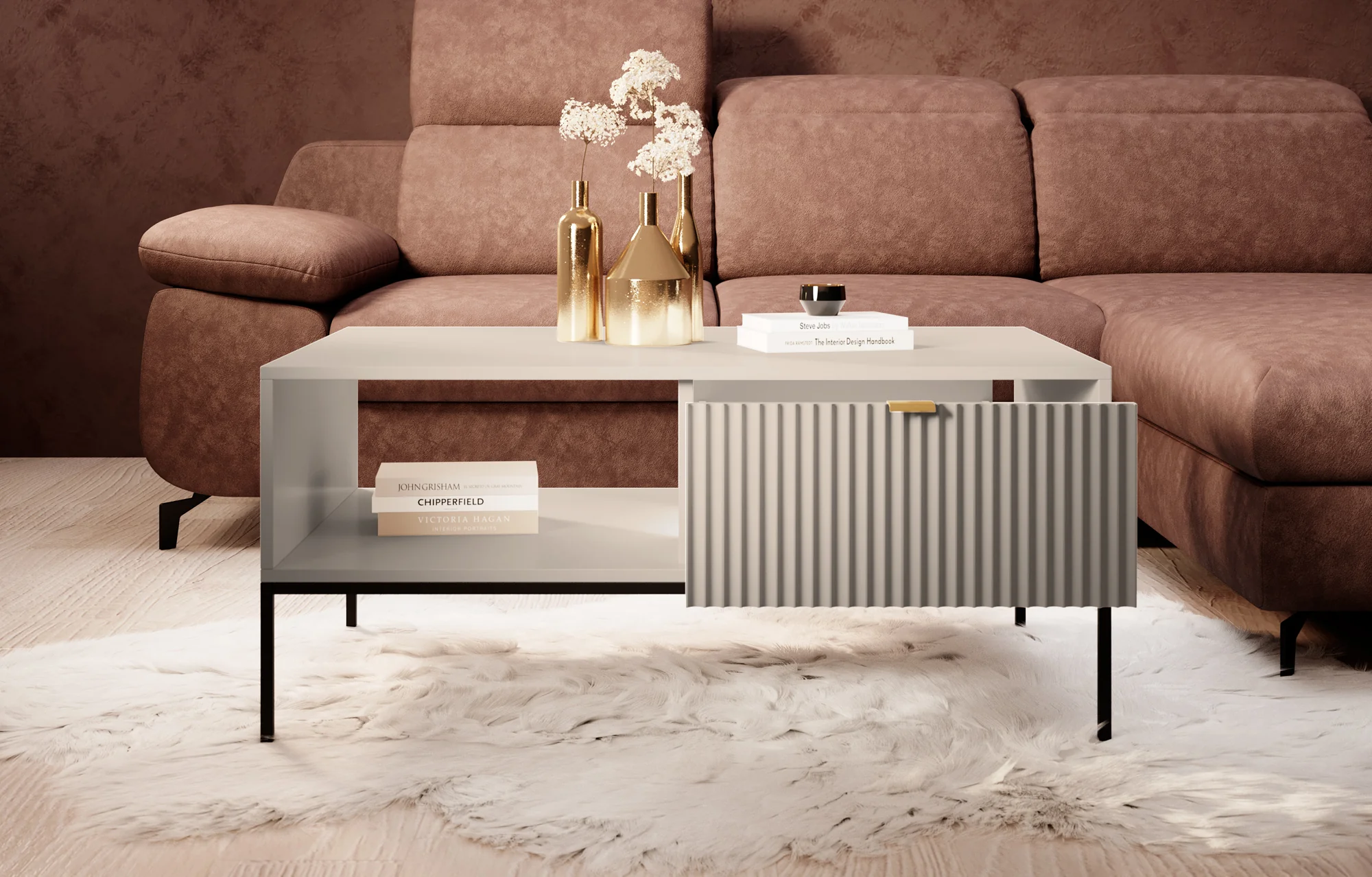 Navil - Salontafel met 2 lades - Beige  - 104x68x46 cm - Image 3