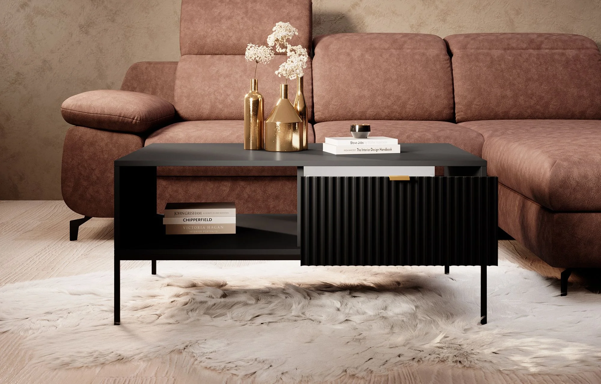 Navil - Salontafel met 2 lades - Zwart   - 104x68x46 cm - Image 2