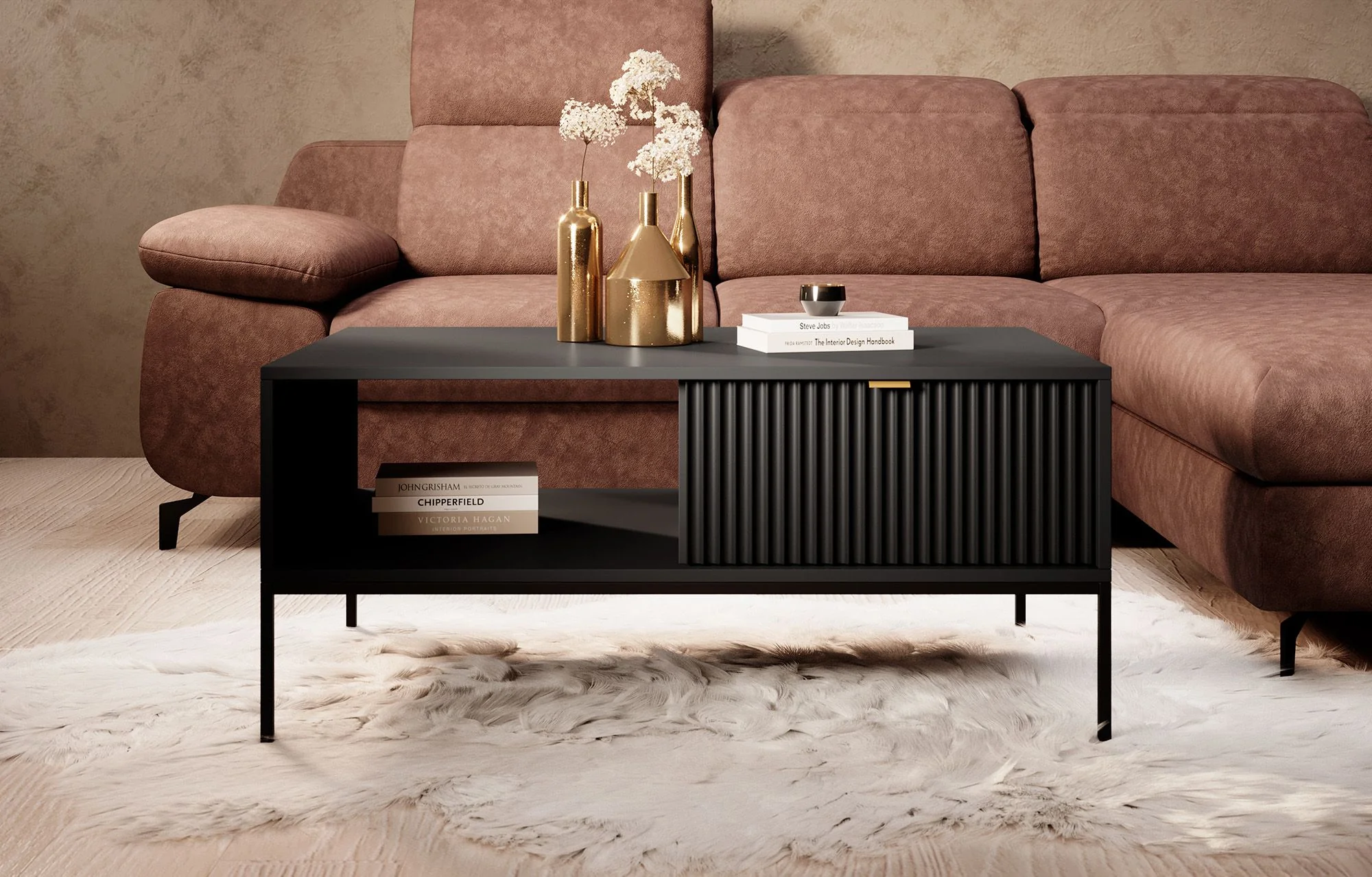 Navil - Salontafel met 2 lades - Zwart   - 104x68x46 cm - Image 3