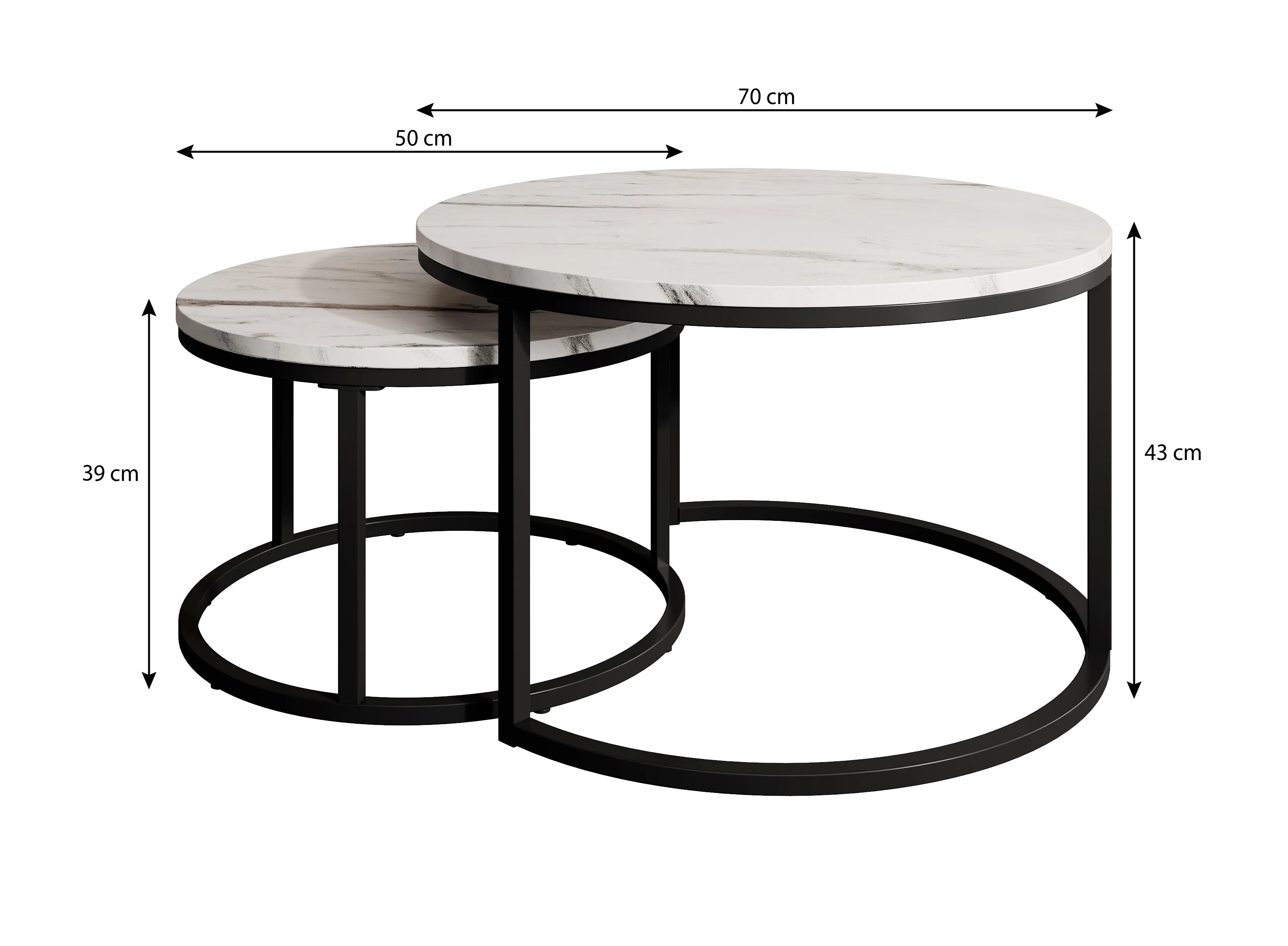Rica 2 - Salontafel set van 2 - Wit marmerlook - Image 3