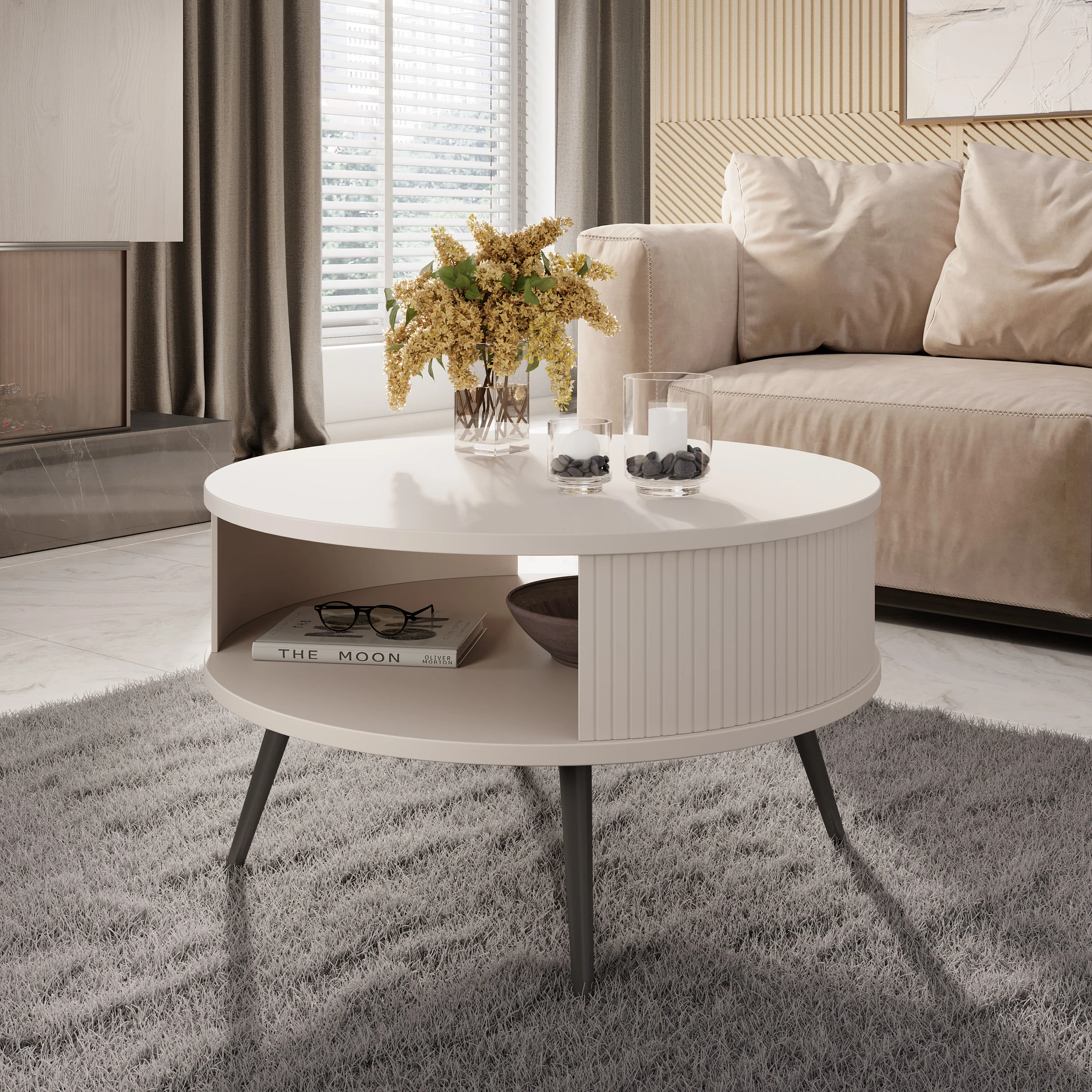 Riley - Salontafel - Beige - 76x44 cm