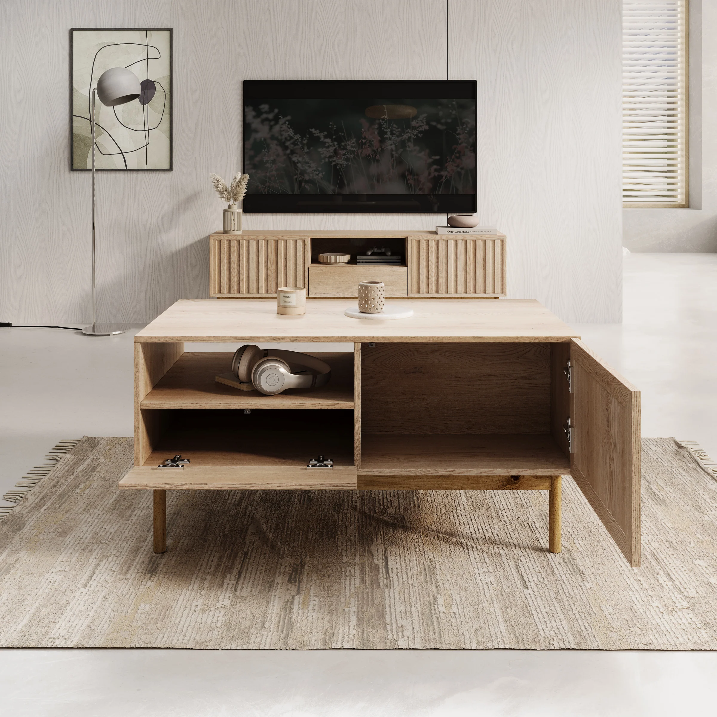 Storm - Salontafel met lade - Eiken - 106x64x53 cm - Image 2