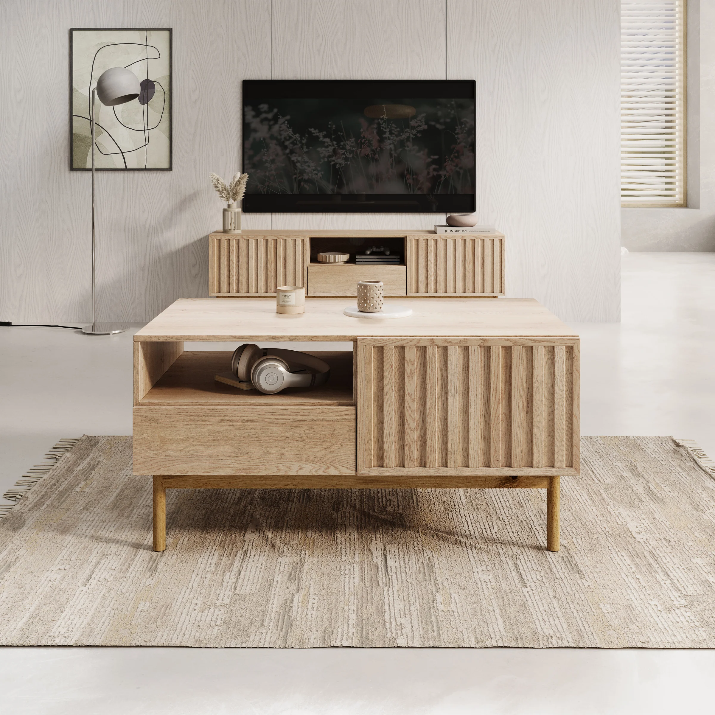 Storm - Salontafel met lade - Eiken - 106x64x53 cm - Image 3