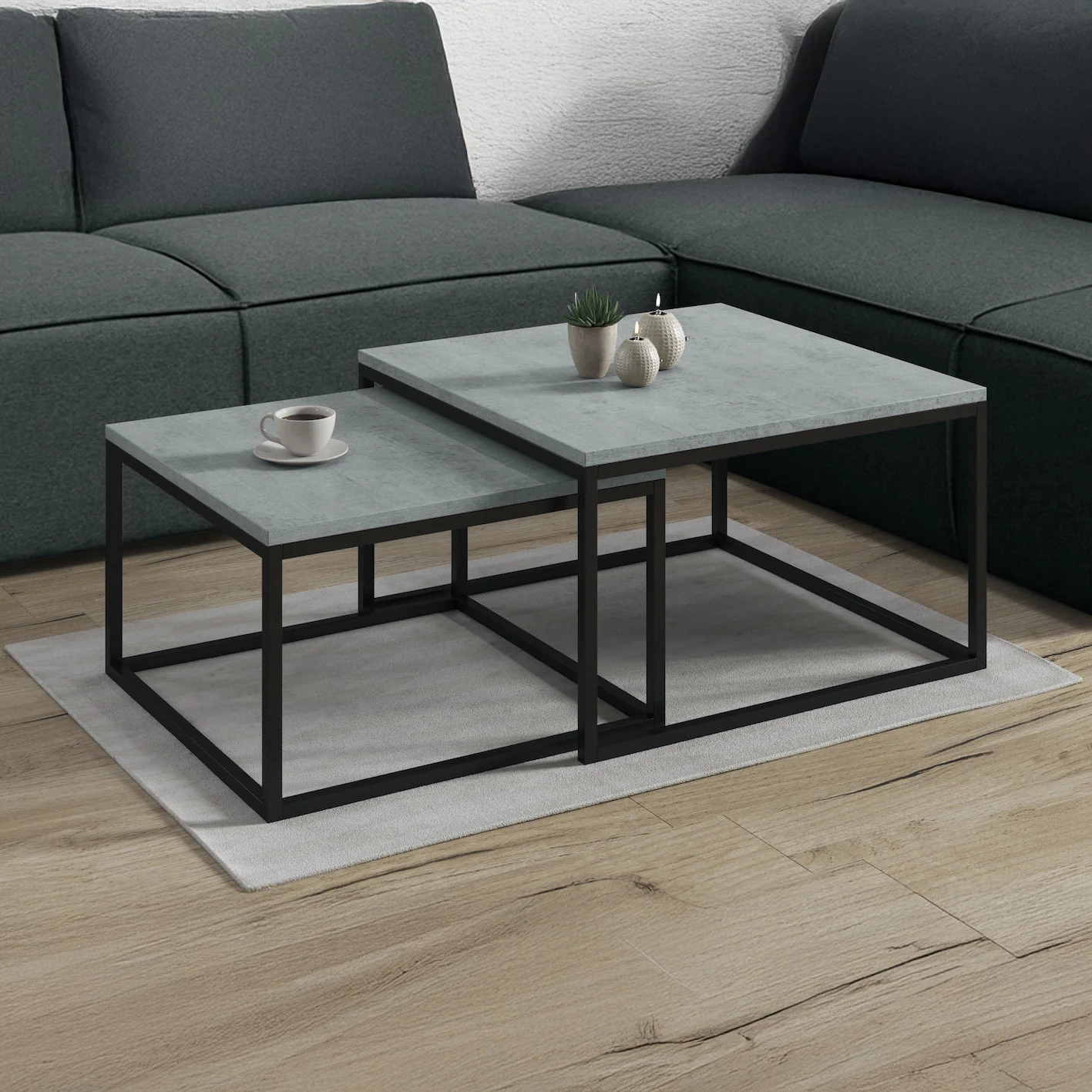 Styler - Salontafel set van 2 - Betonlook/eiken