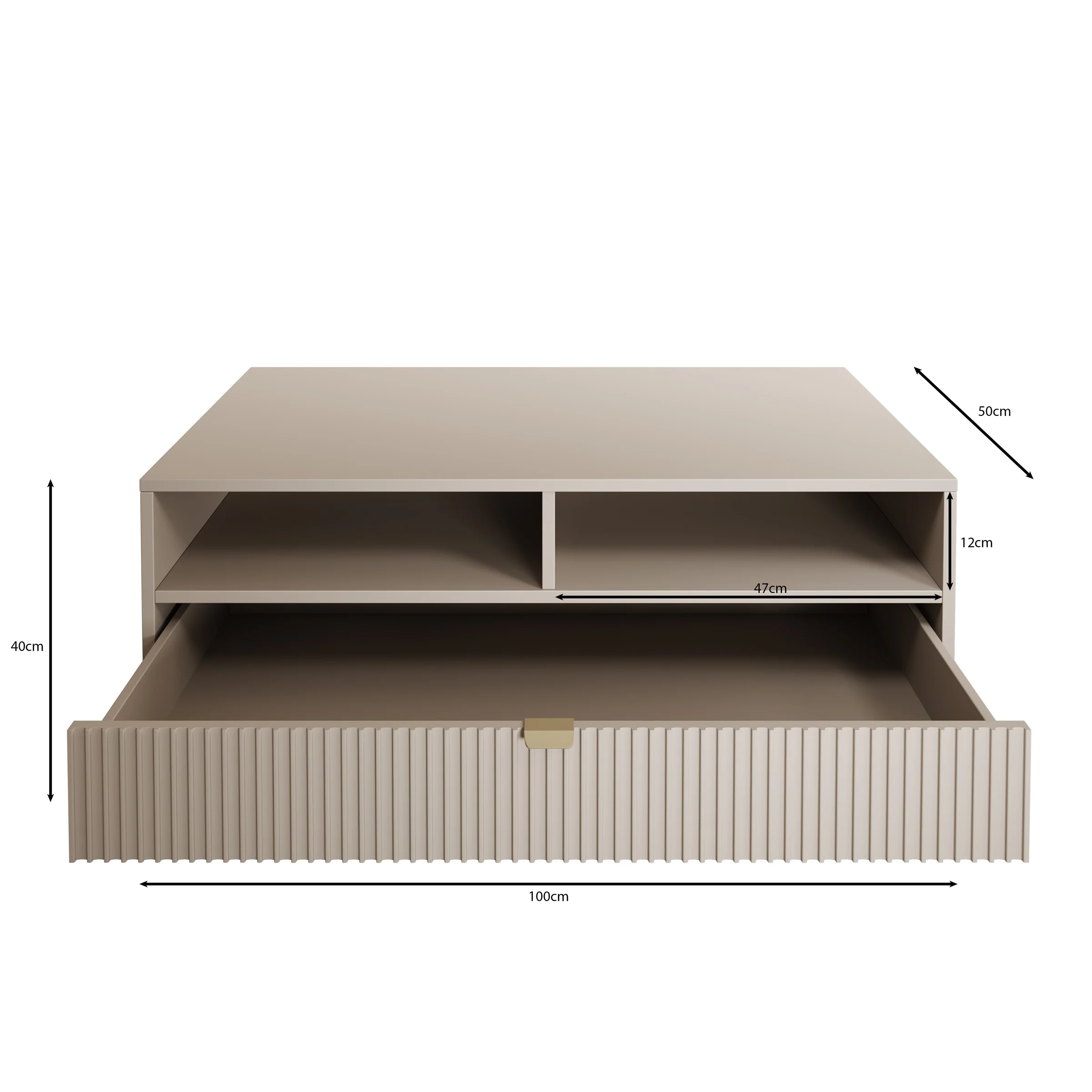 Tavares - Salontafel met lade - Beige - 100x50x40 cm - Image 4