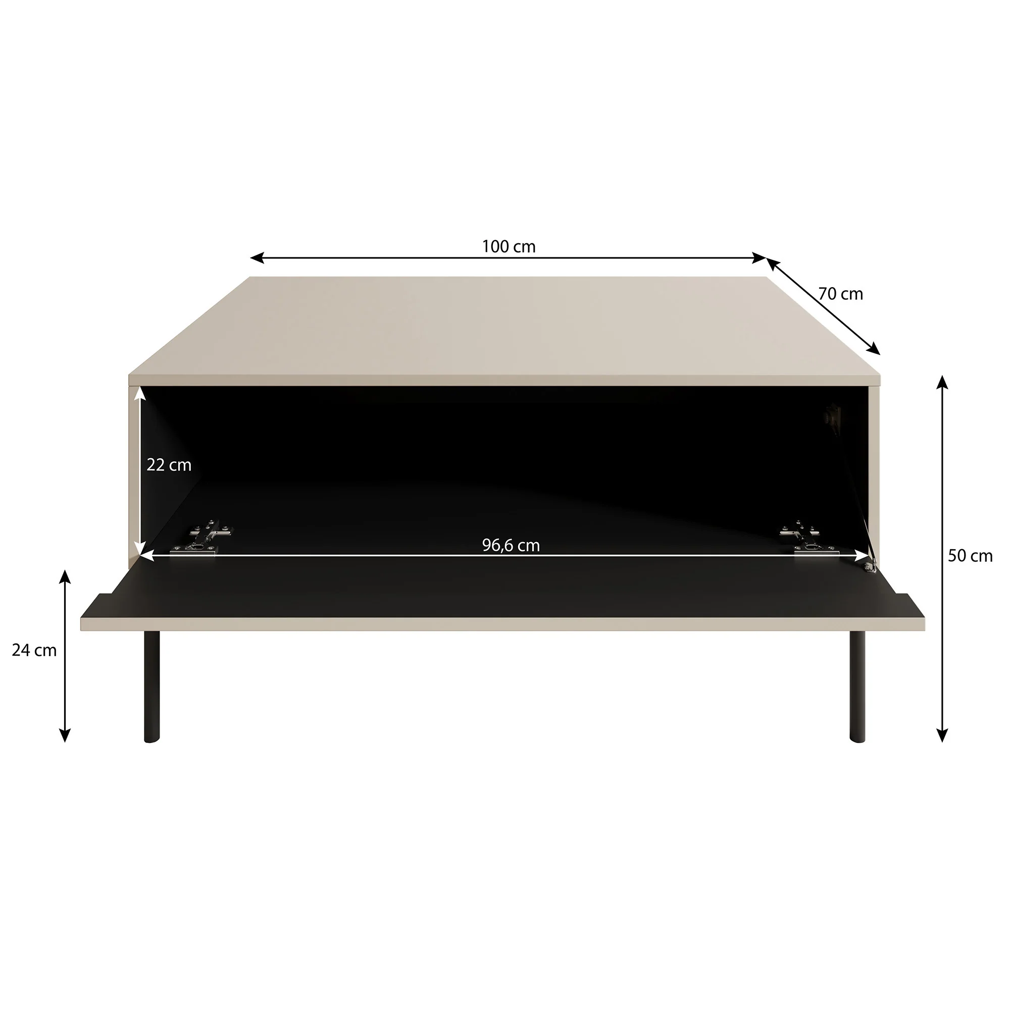 Timoteo - Salontafel met opbergruimte - Beige - 100x70x50 cm - Image 5