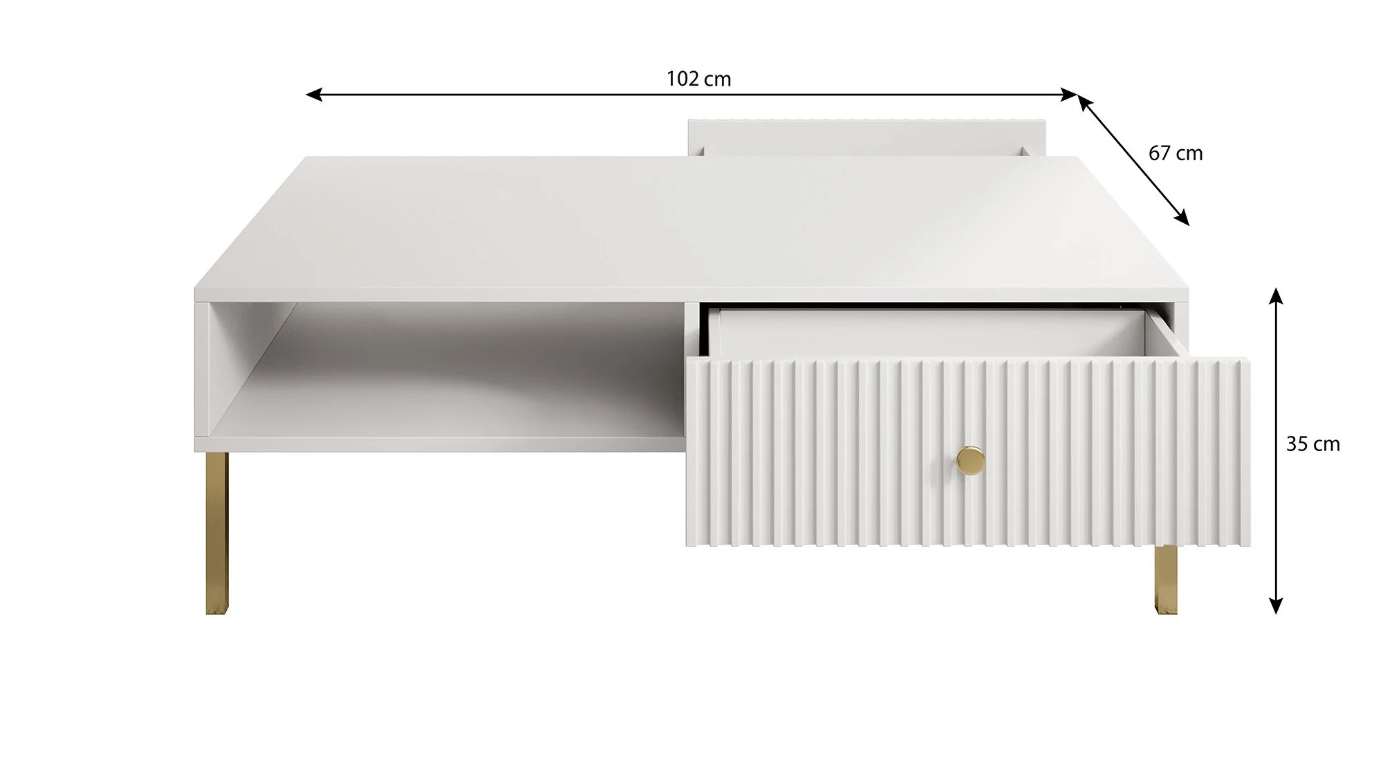 Vermont - Salontafel met 2 lades - Wit - 102x67x35cm - Image 4