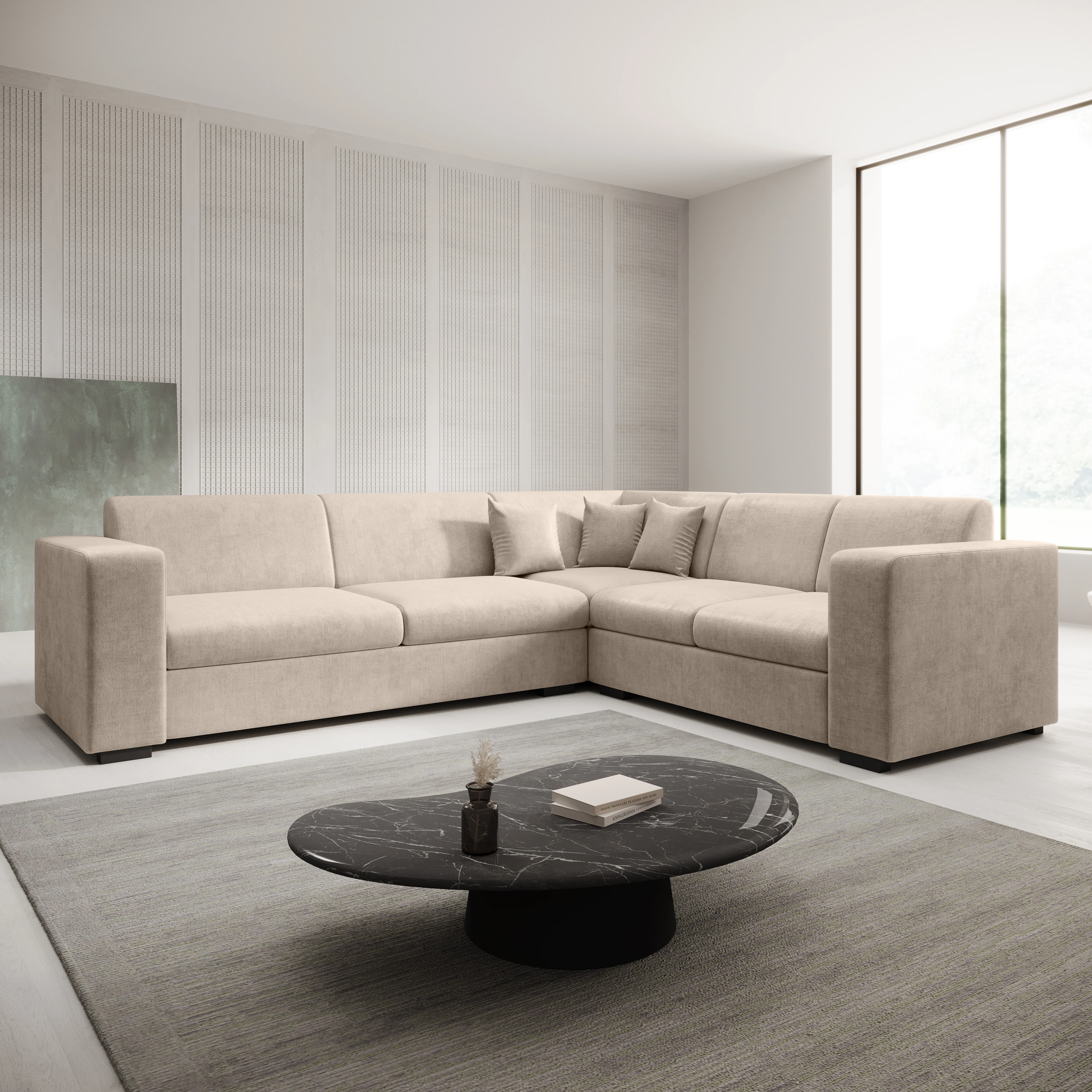 Santana - Hoekbank 4-zits - Velvet beige - Rechts