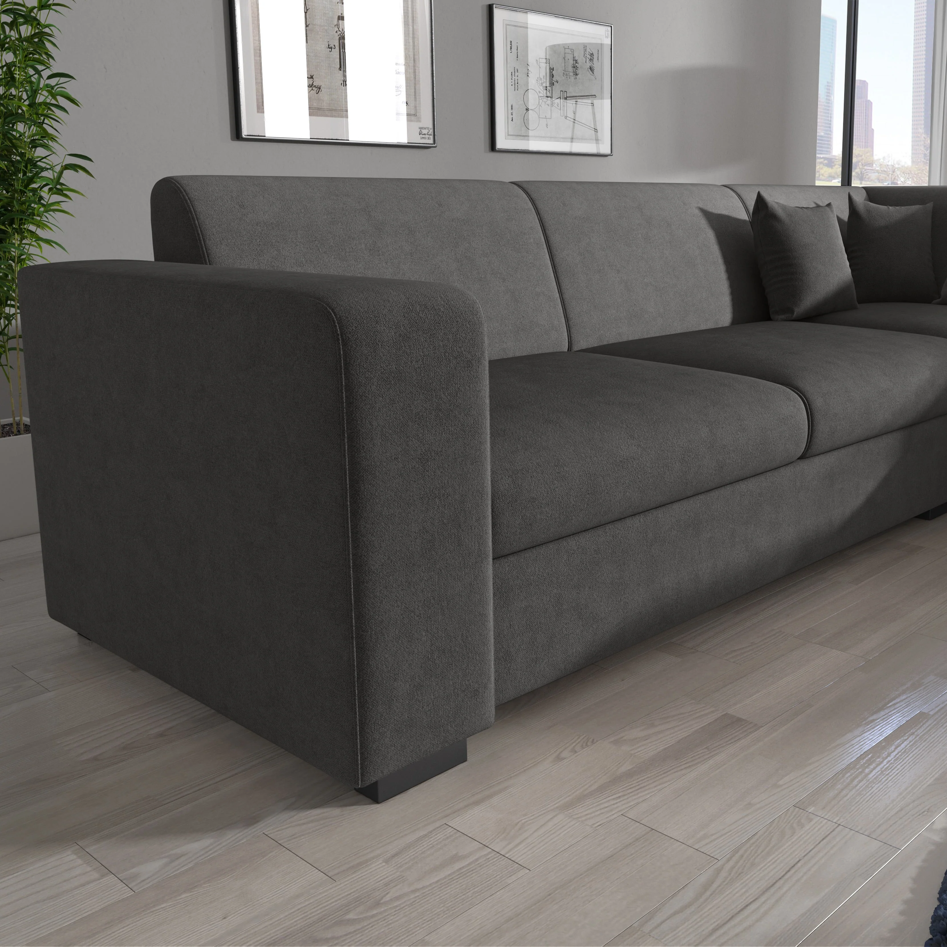 Santana - Hoekbank 4-zits - Velvet grijs - Links - 270x23x78 cm - Image 3