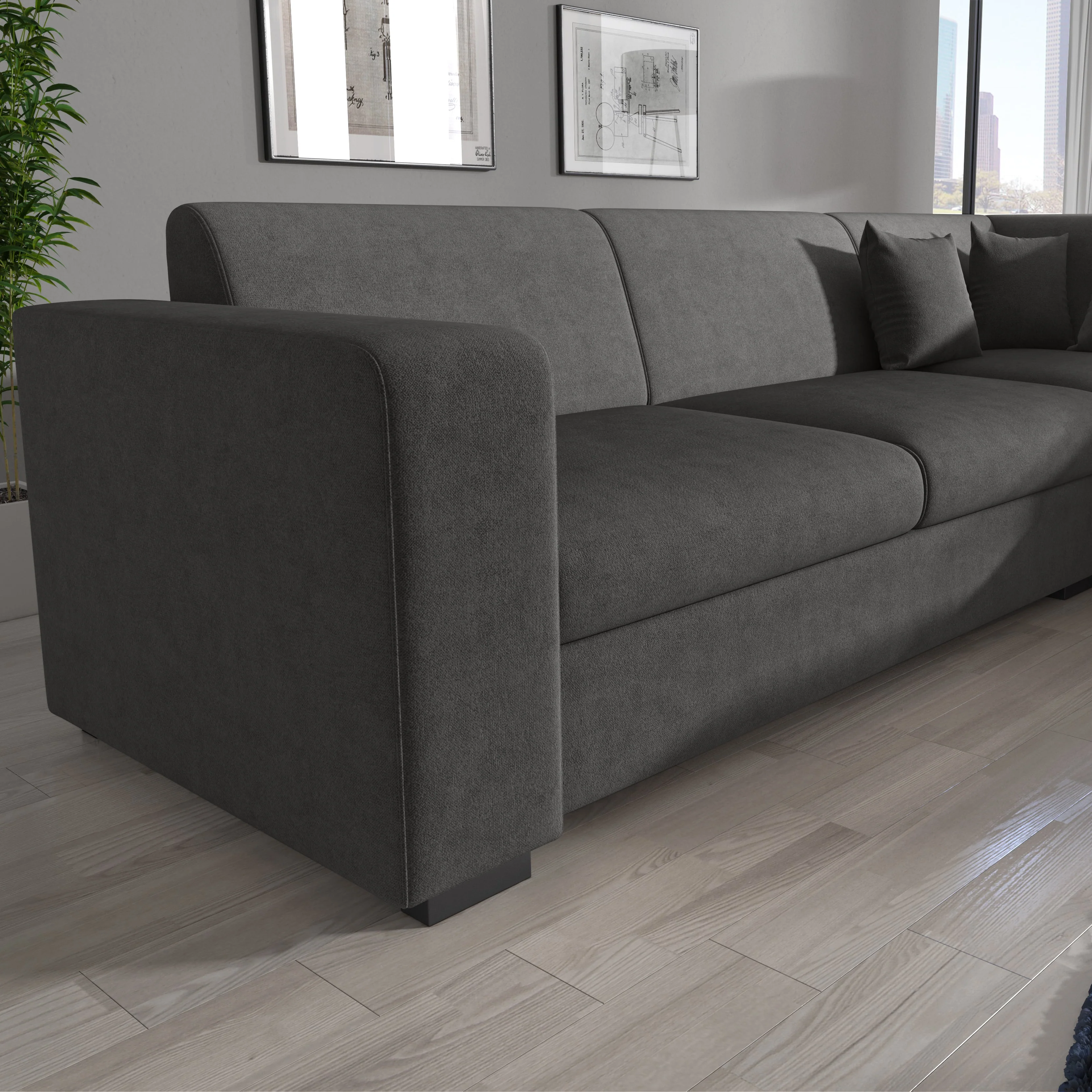 Santana - Hoekbank 4-zits - Velvet grijs - Rechts - 270x23x78 cm - Image 3
