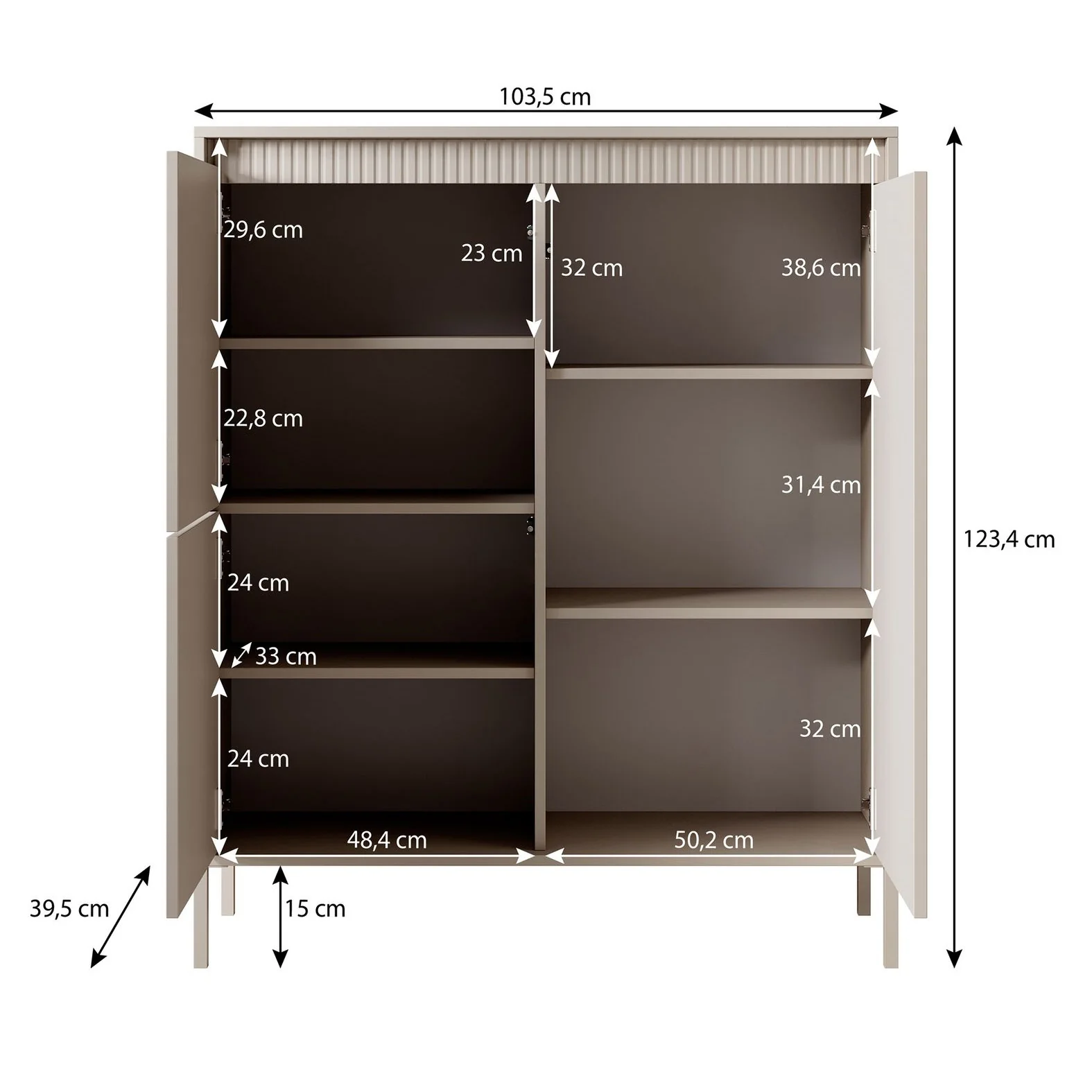 Saran - Dressoir - Beige - 104x40x123 cm - Image 5