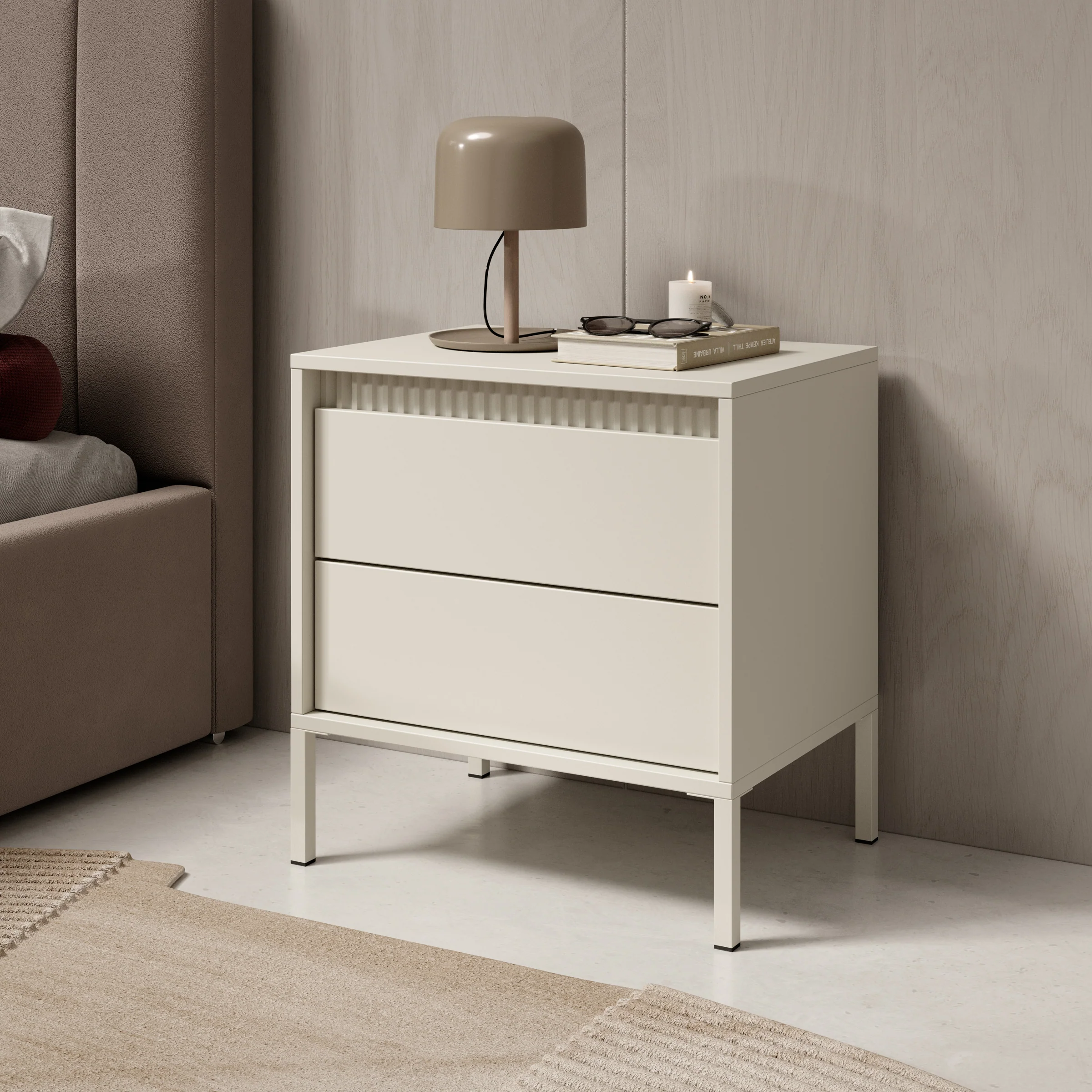 Saran - Nachtkastje - Beige - 54x40x56 cm