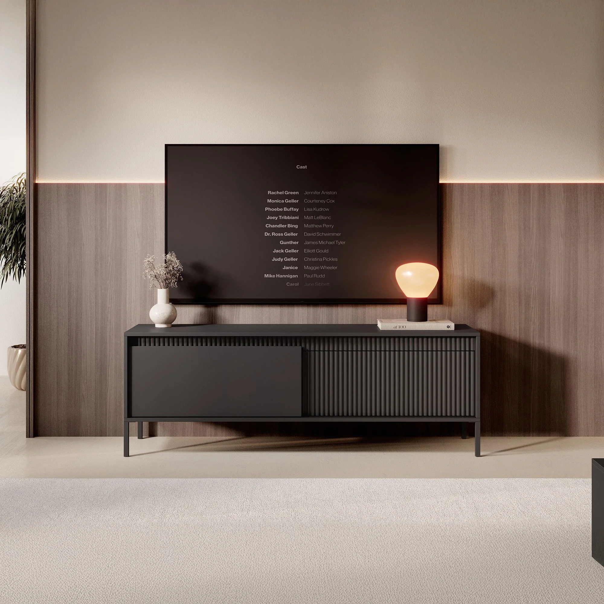 Saran - TV-Meubel - Mat zwart  - 154x40x53 cm - Image 3