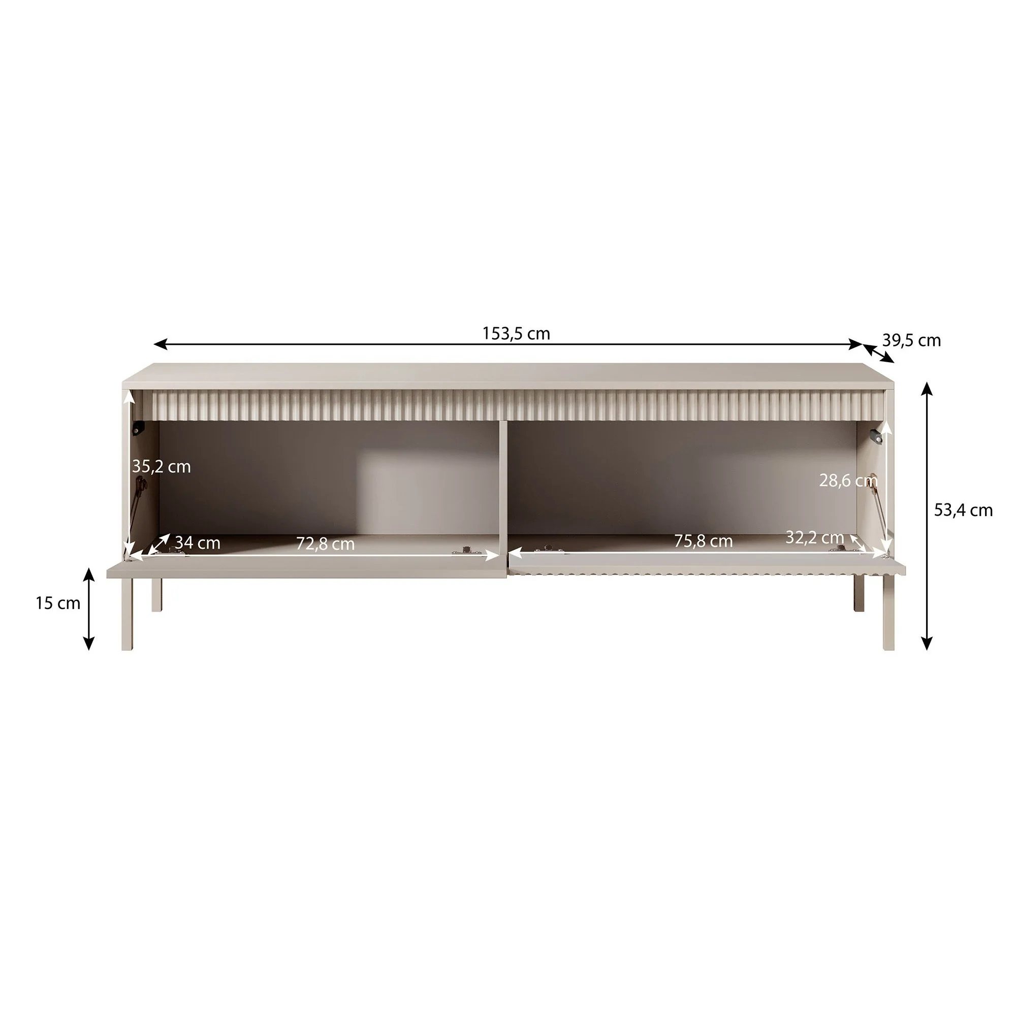 Saran - TV-Meubel - Mat zwart  - 154x40x53 cm - Image 5
