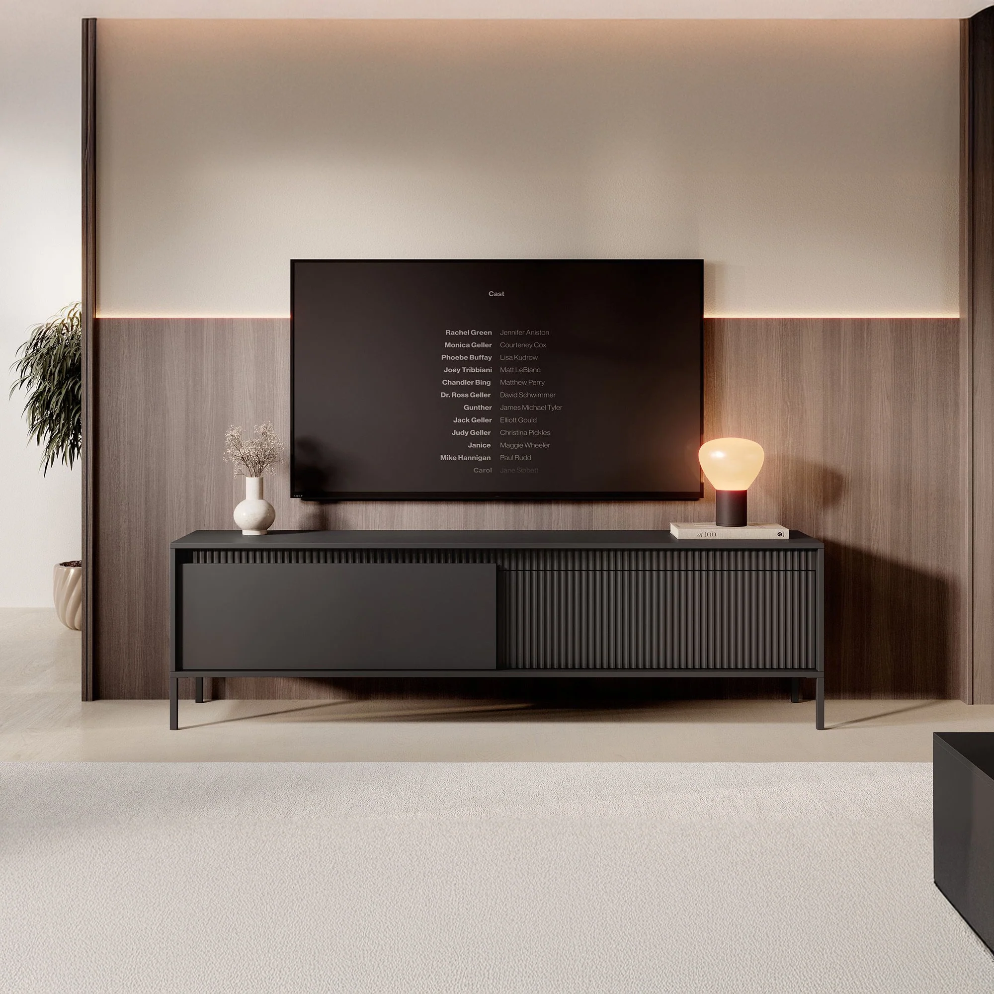 Saran - TV-Meubel - Mat zwart  - 187x40x53 cm - Image 3