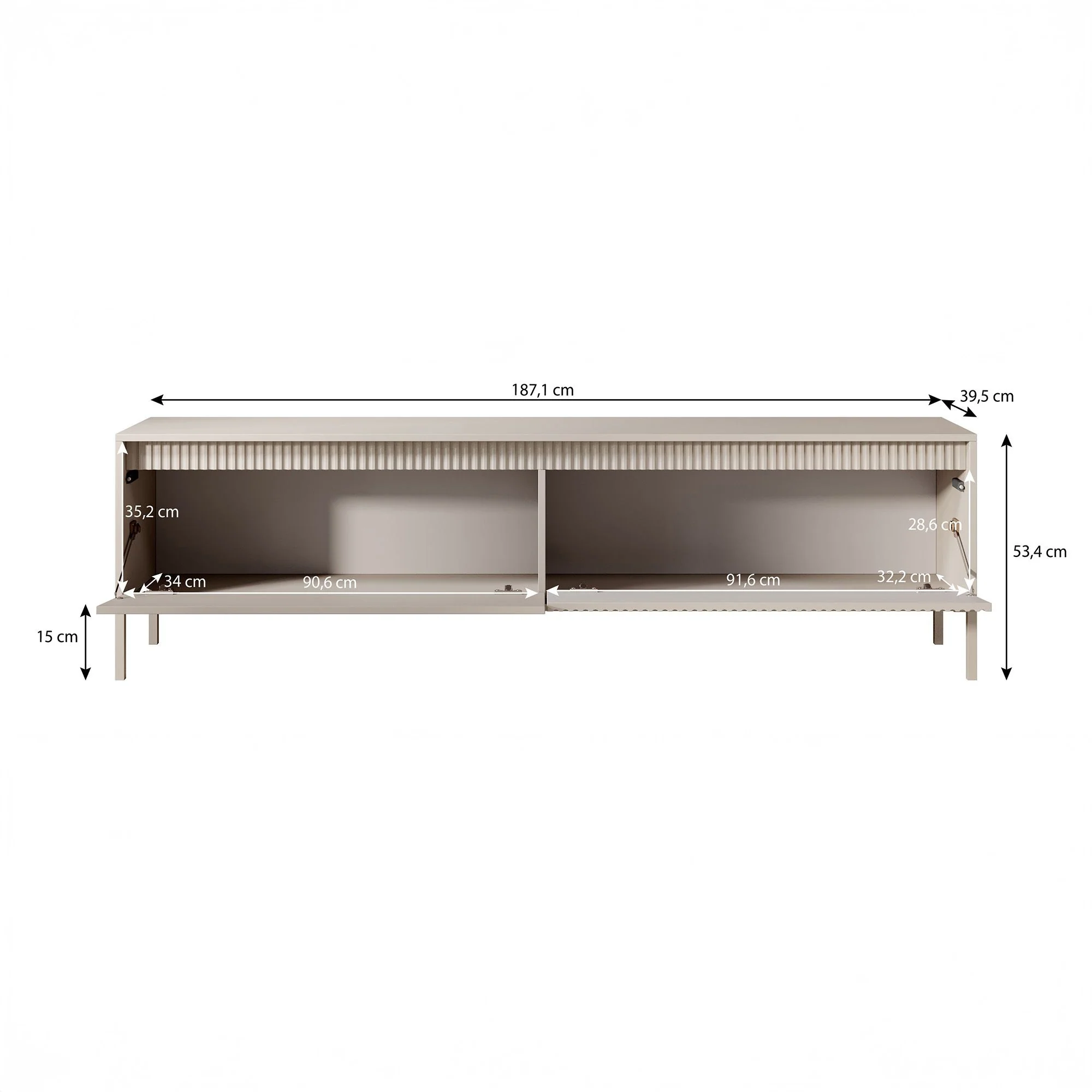 Saran - TV-Meubel - Mat zwart  - 187x40x53 cm - Image 5