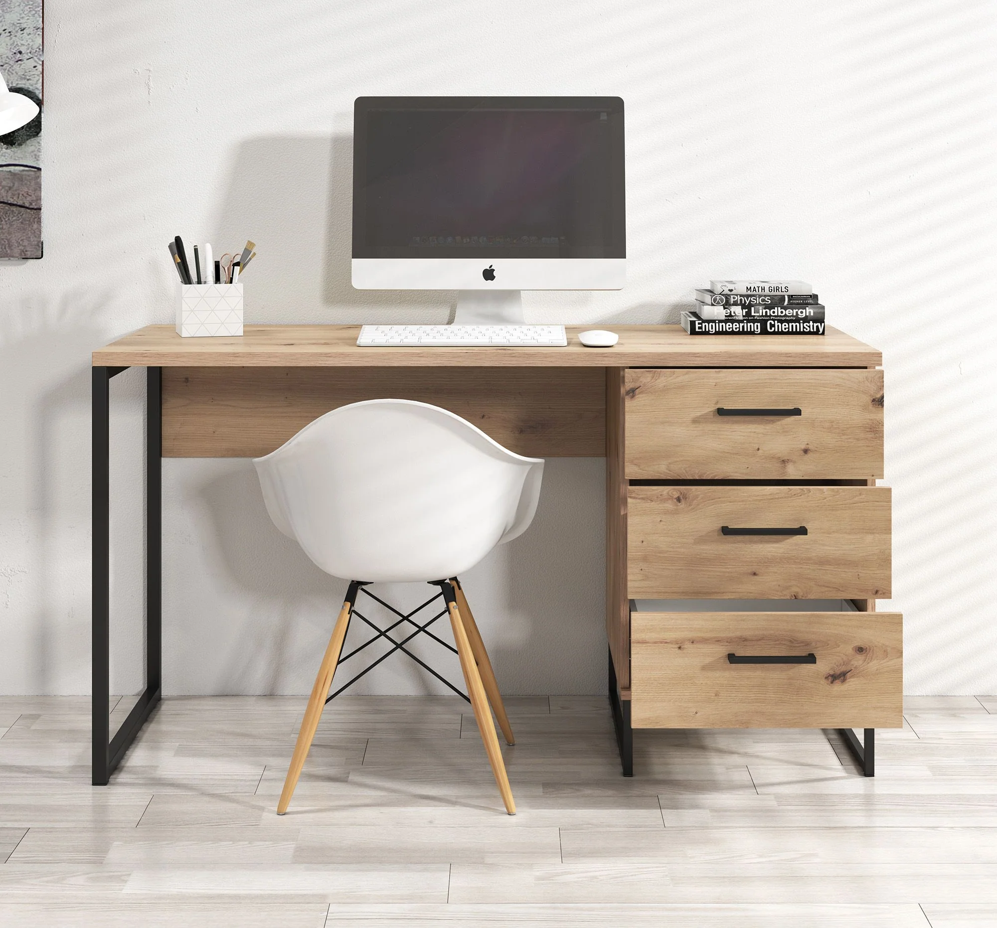 Saturn - Bureau - Eiken/zwart - 138x56 cm - Image 3