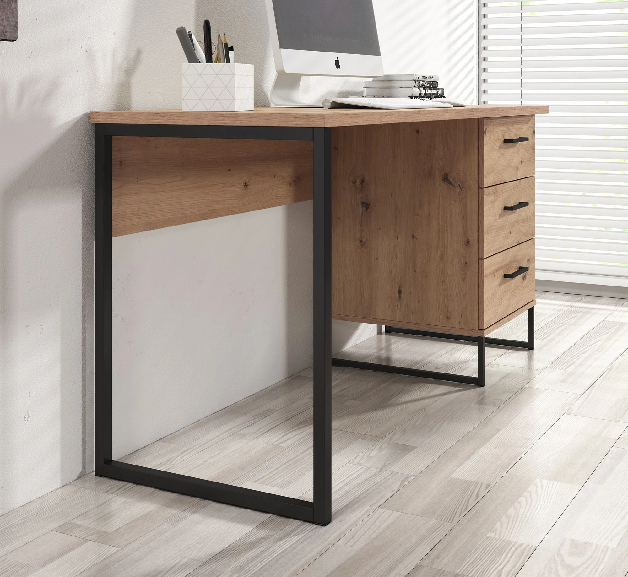 Saturn - Bureau - Eiken/zwart - 138x56 cm - Image 4