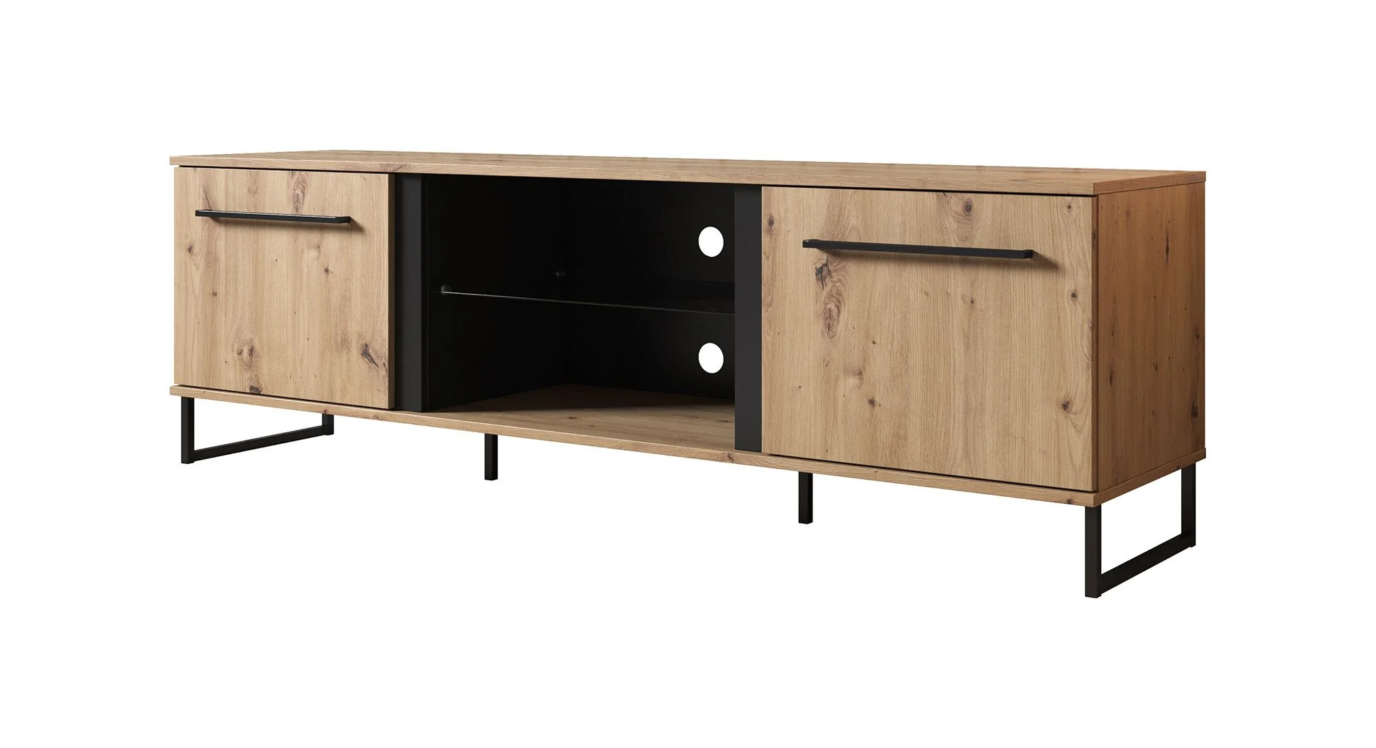Saturn - TV-Meubel met 2 deuren - Eiken/zwart - 170 cm - Image 6