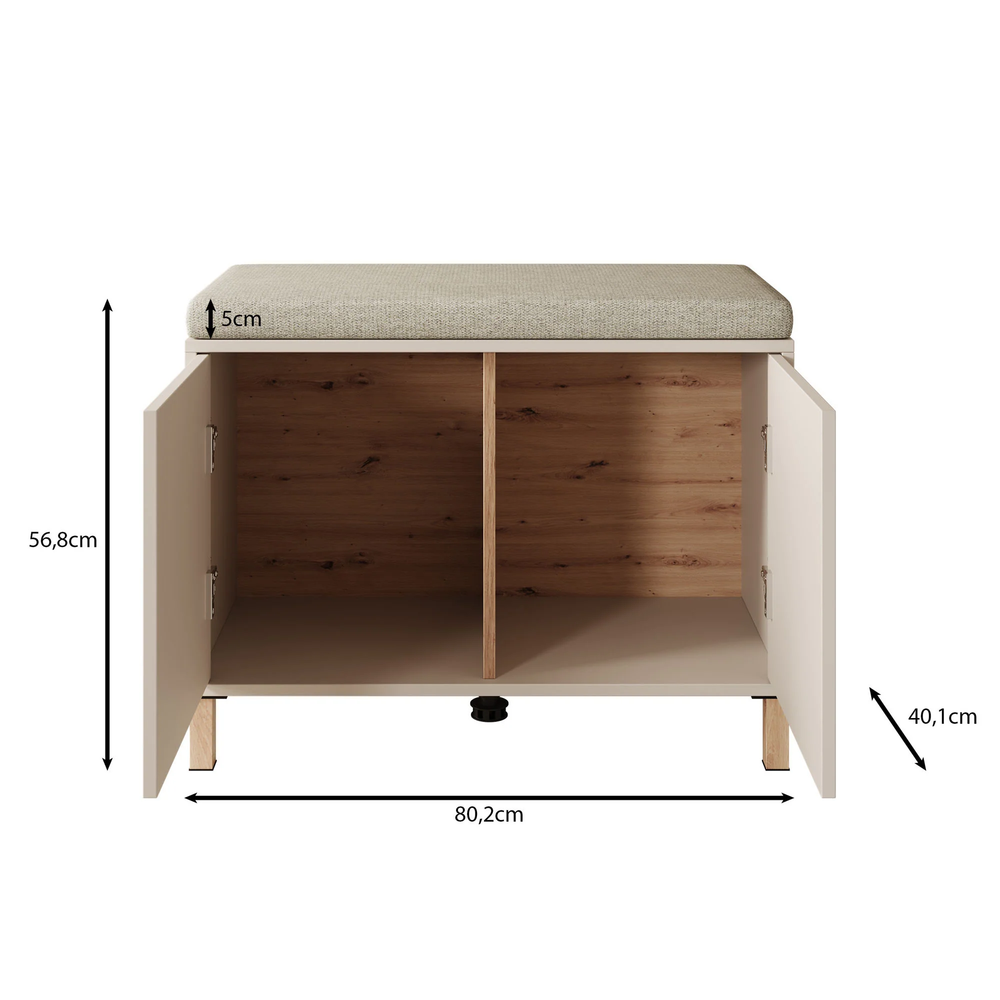 Bahia - Schoenenkast met 2 vakken - Beige - 80x40x57 cm - Image 5