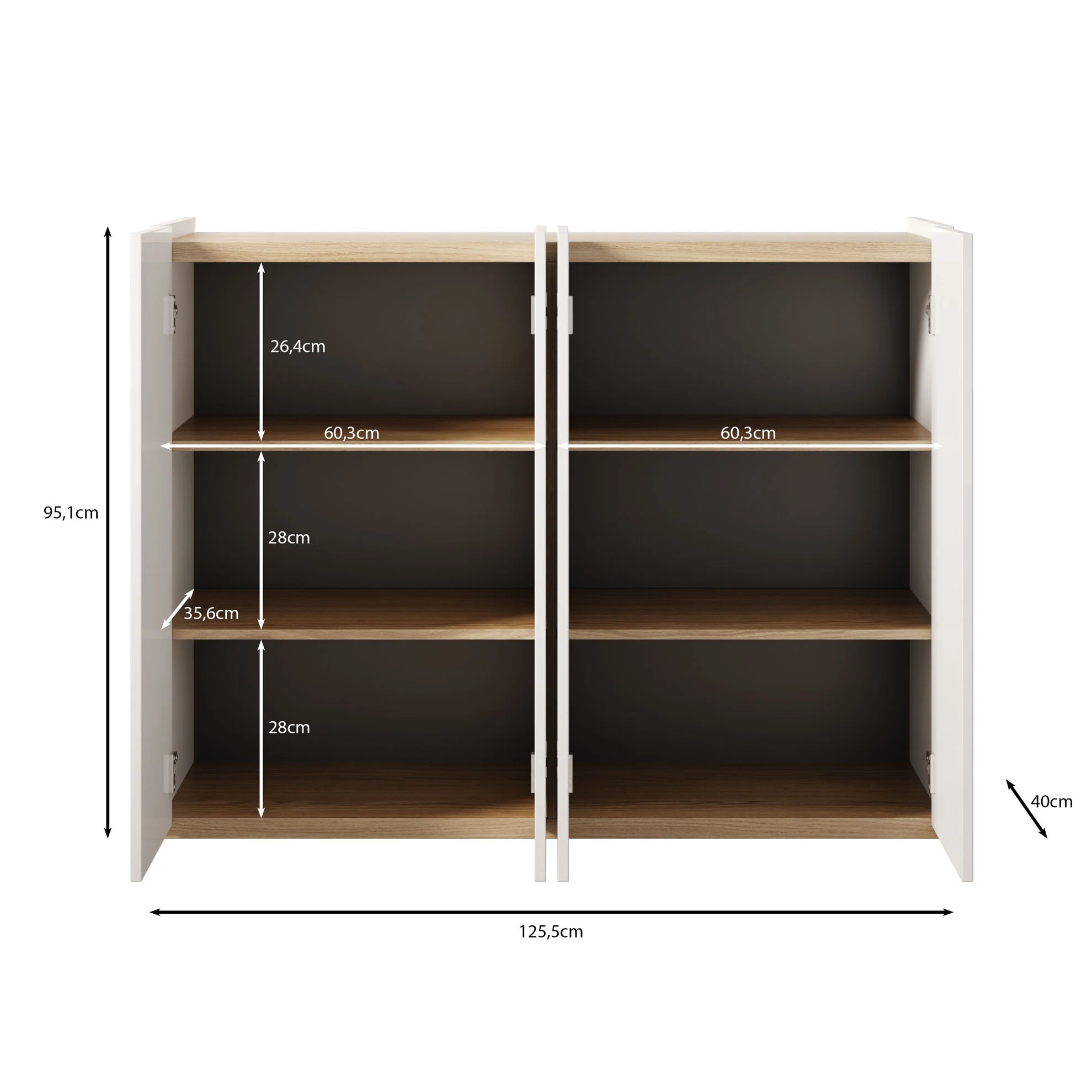 Encore - Schoenenkast met 6 vakken - Eiken - 126x40x95 cm - Image 5