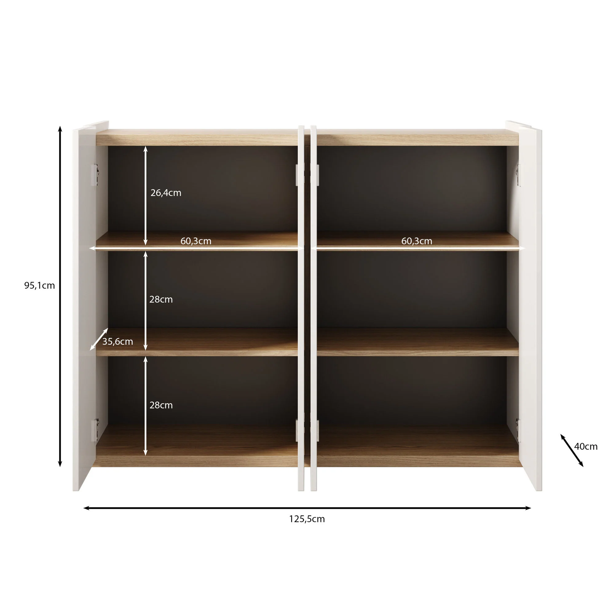 Encore - Schoenenkast met 6 vakken - Wit - 126x40x95 cm - Image 5