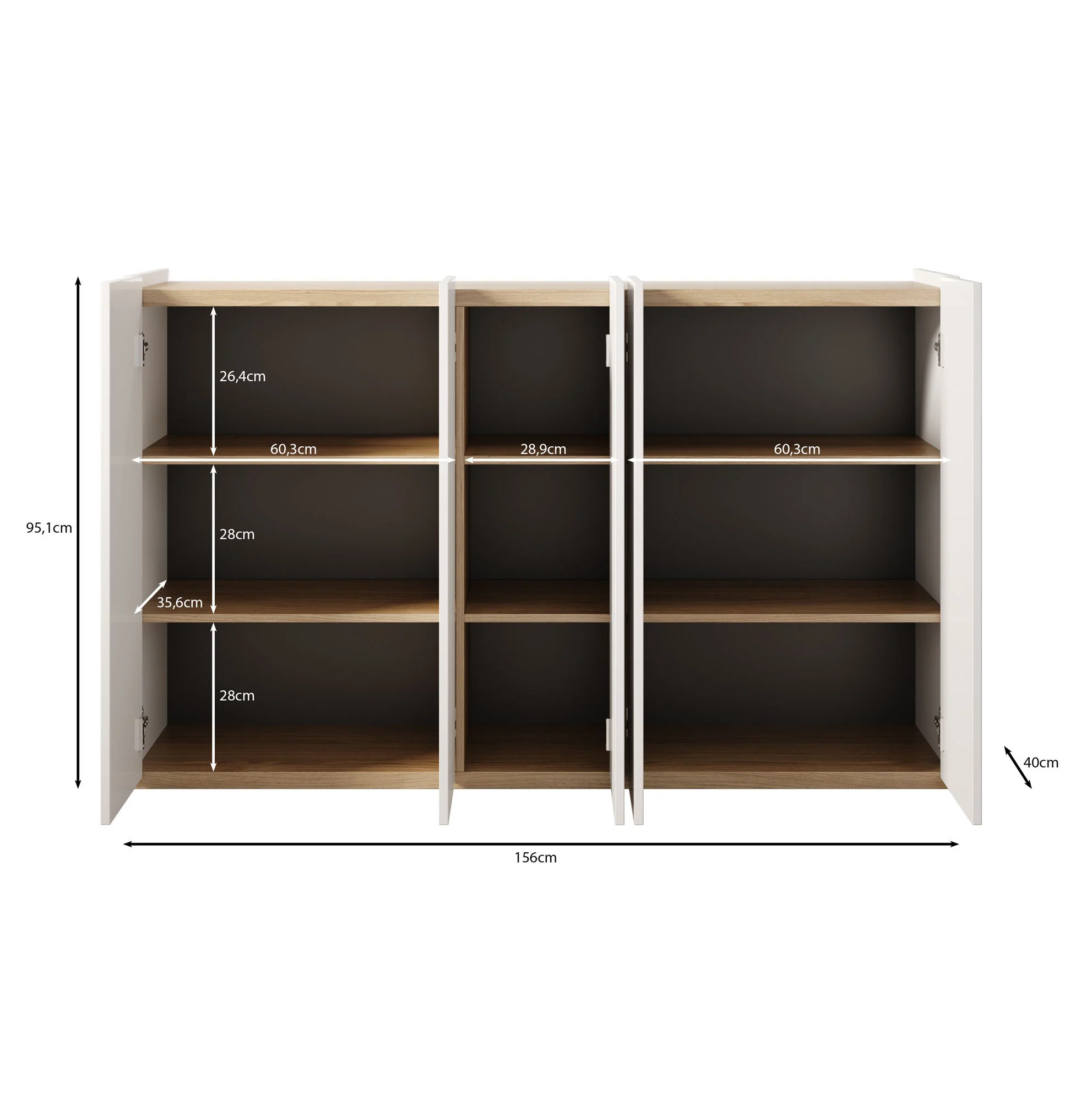 Encore - Schoenenkast met 9 vakken - Wit - 156x40x95xm - Image 5