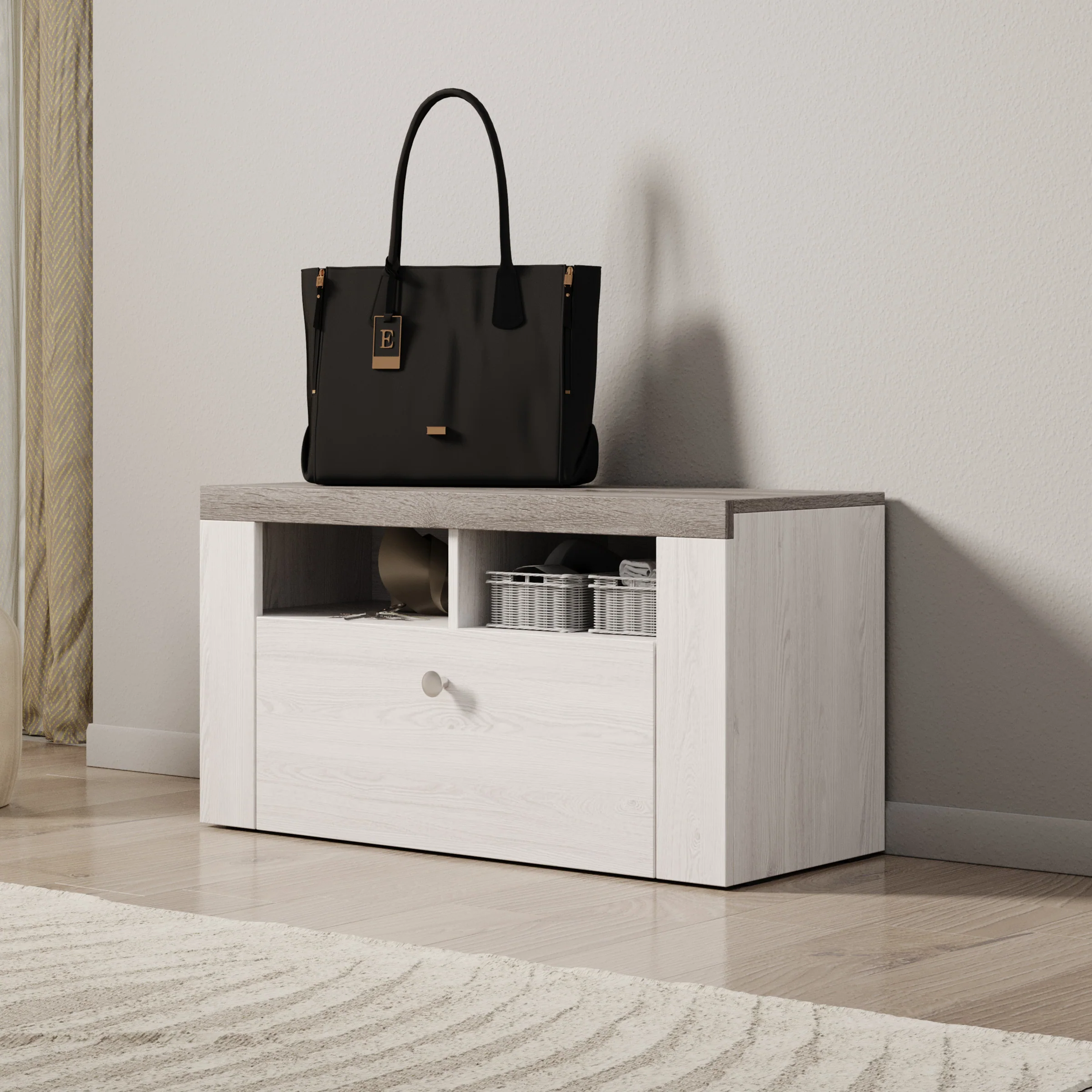 Linford - Schoenenkast - Wit eiken - 84x34x44 cm