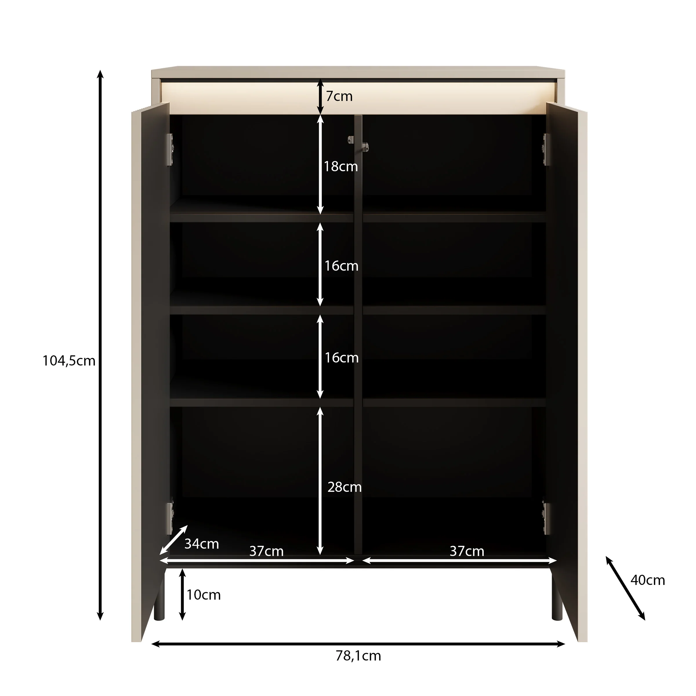 Timoteo - Schoenenkast - Beige - 78x40x105 cm - Image 5