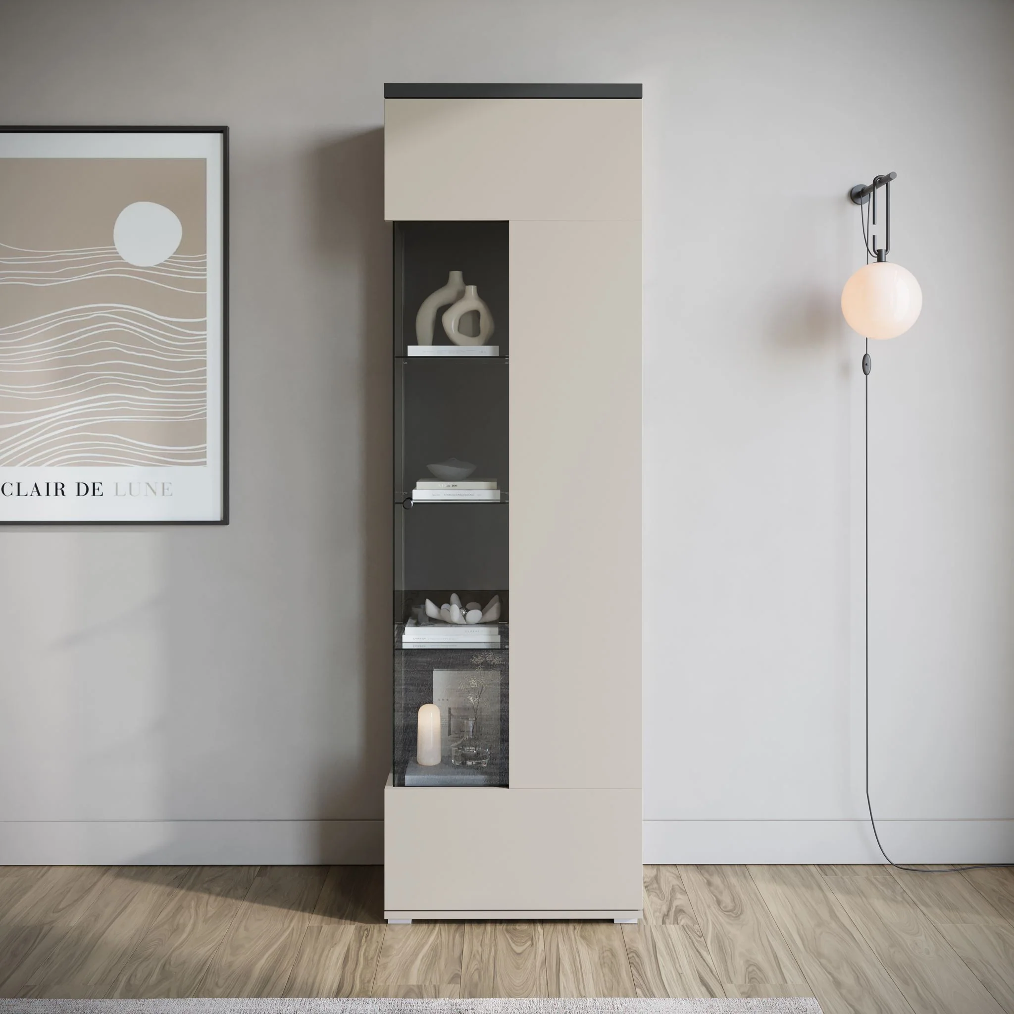 Sekai - Vitrinekast - Beige - 55x36x180 cm - Image 2